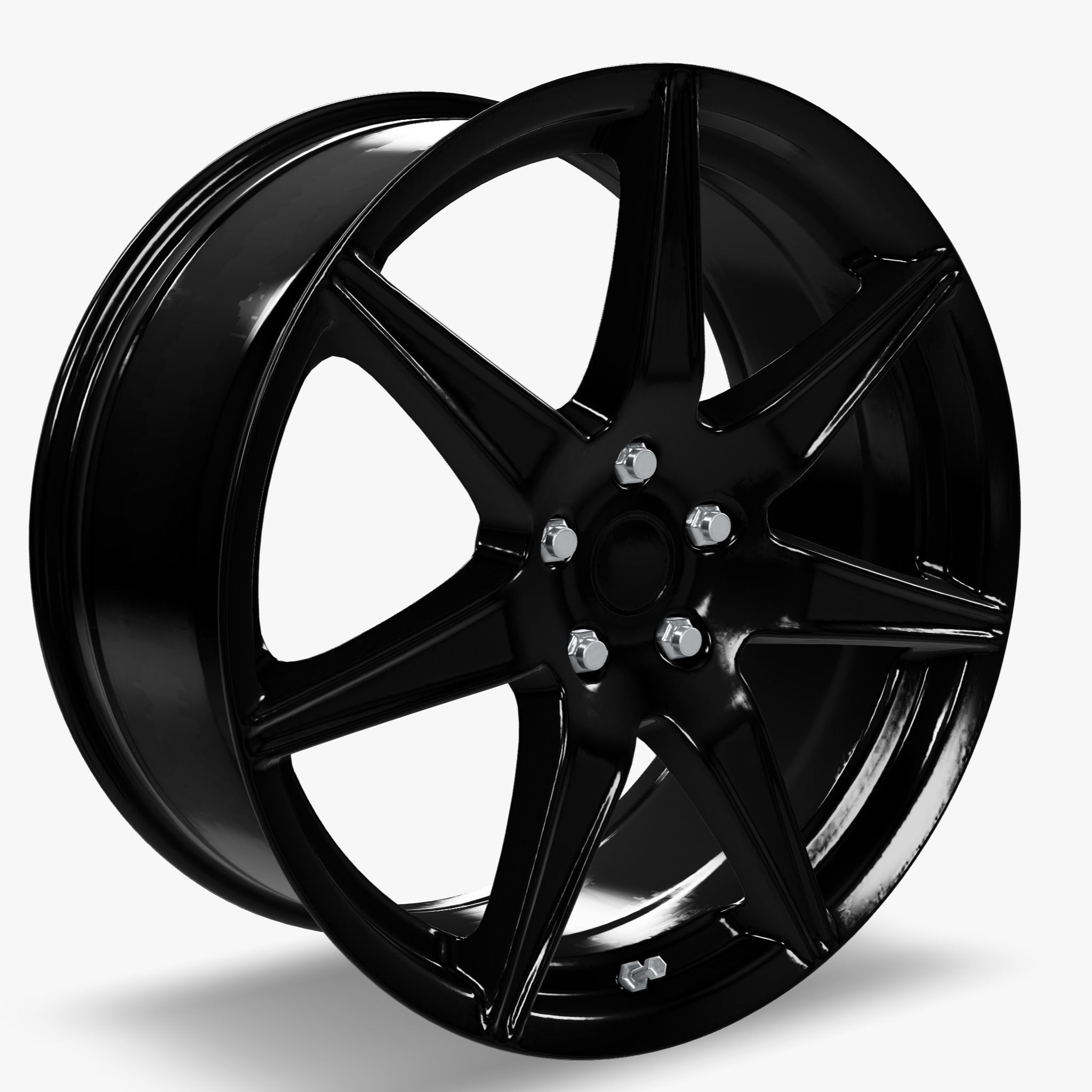 Voxx GT5 Wheel Gloss Black Mustang Low-poly 3D model_1