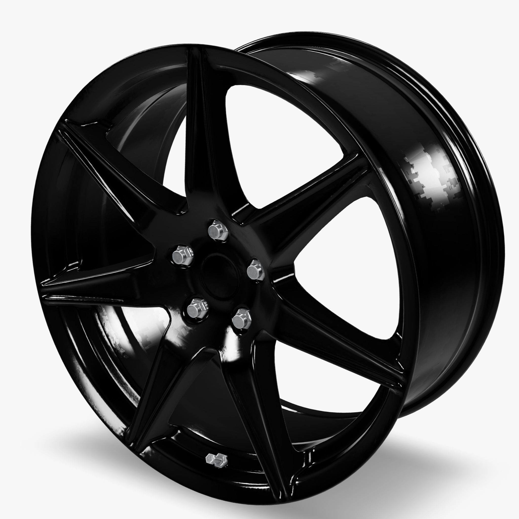 Voxx GT5 Wheel Gloss Black Mustang Low-poly 3D model_7