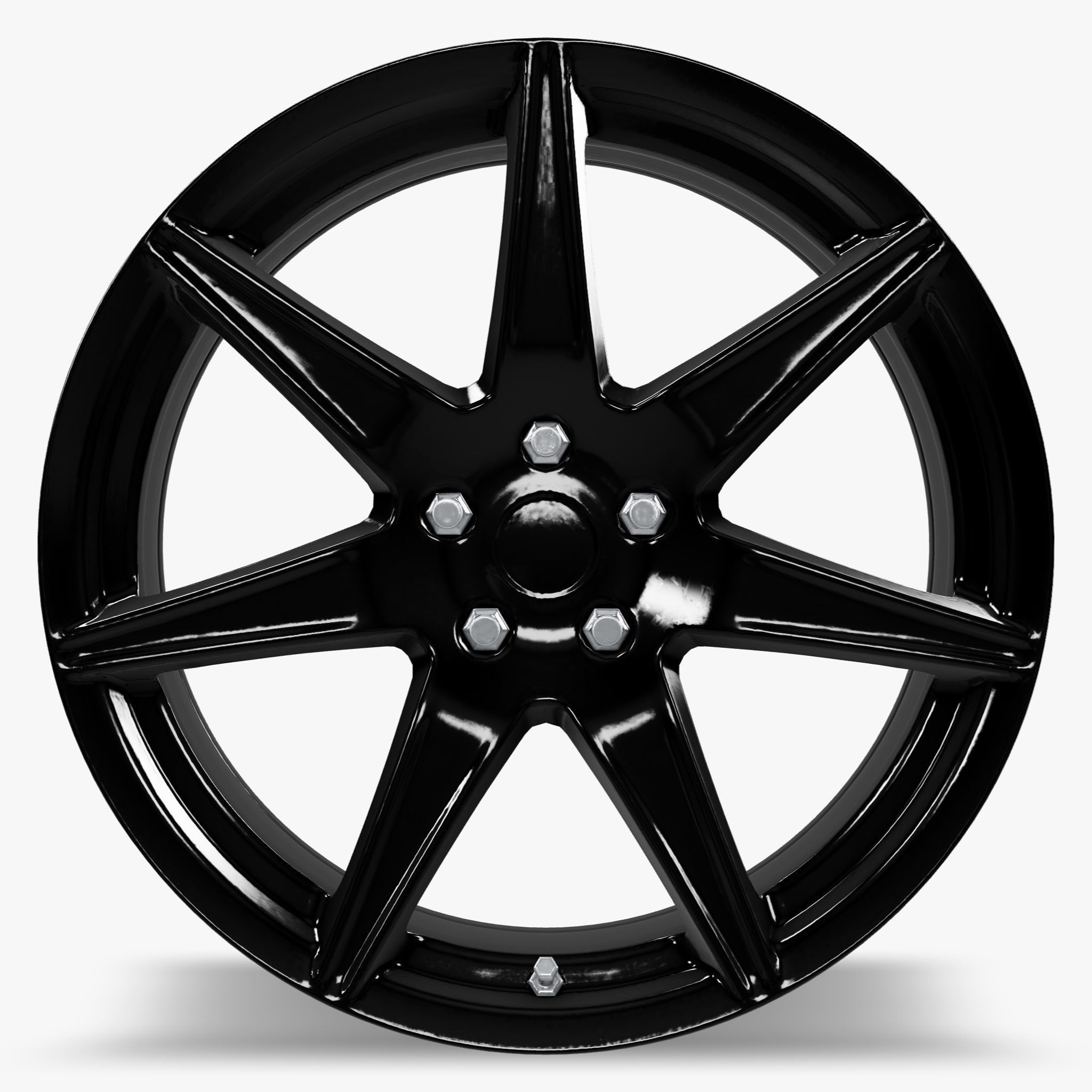 Voxx GT5 Wheel Gloss Black Mustang Low-poly 3D model_2