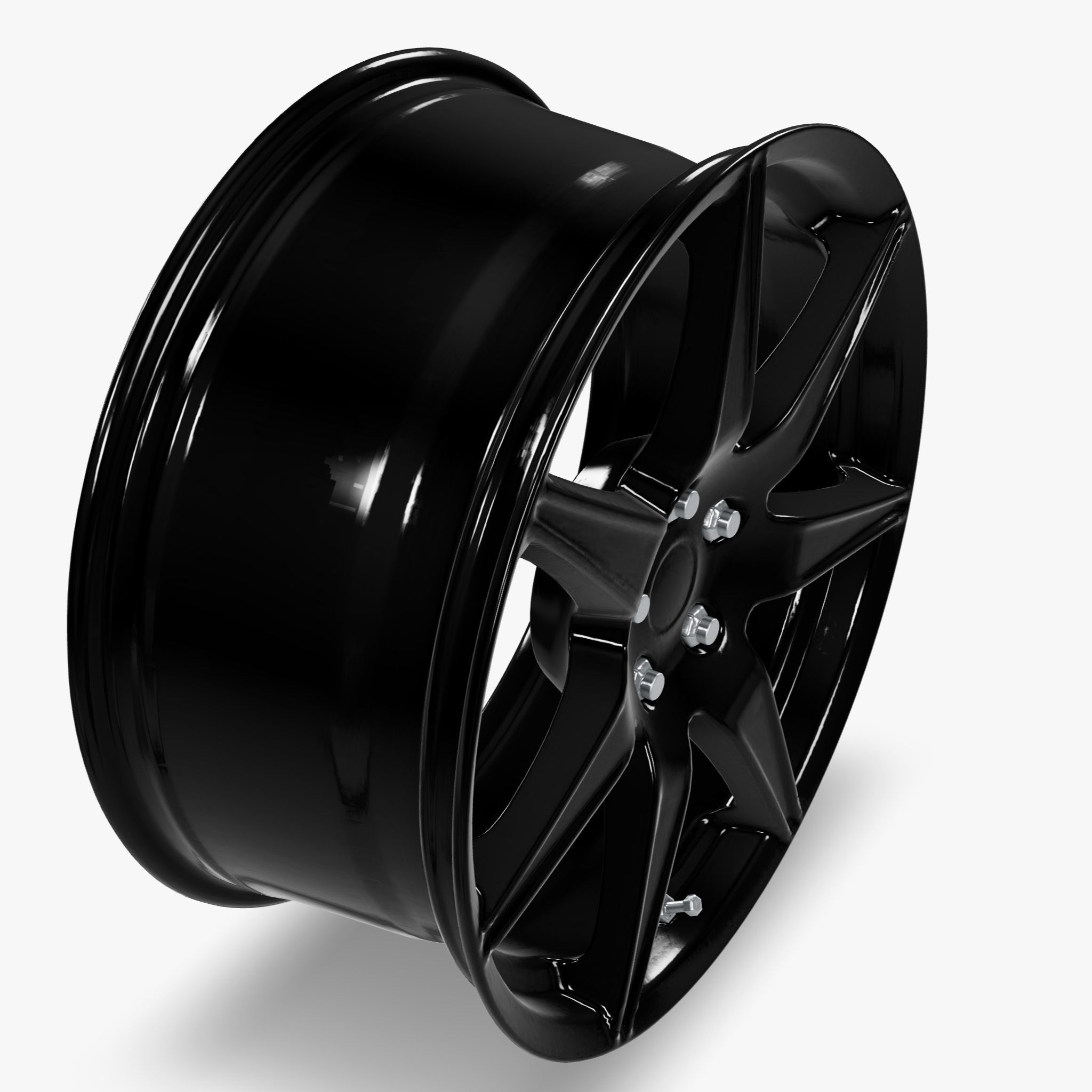 Voxx GT5 Wheel Gloss Black Mustang Low-poly 3D model_5