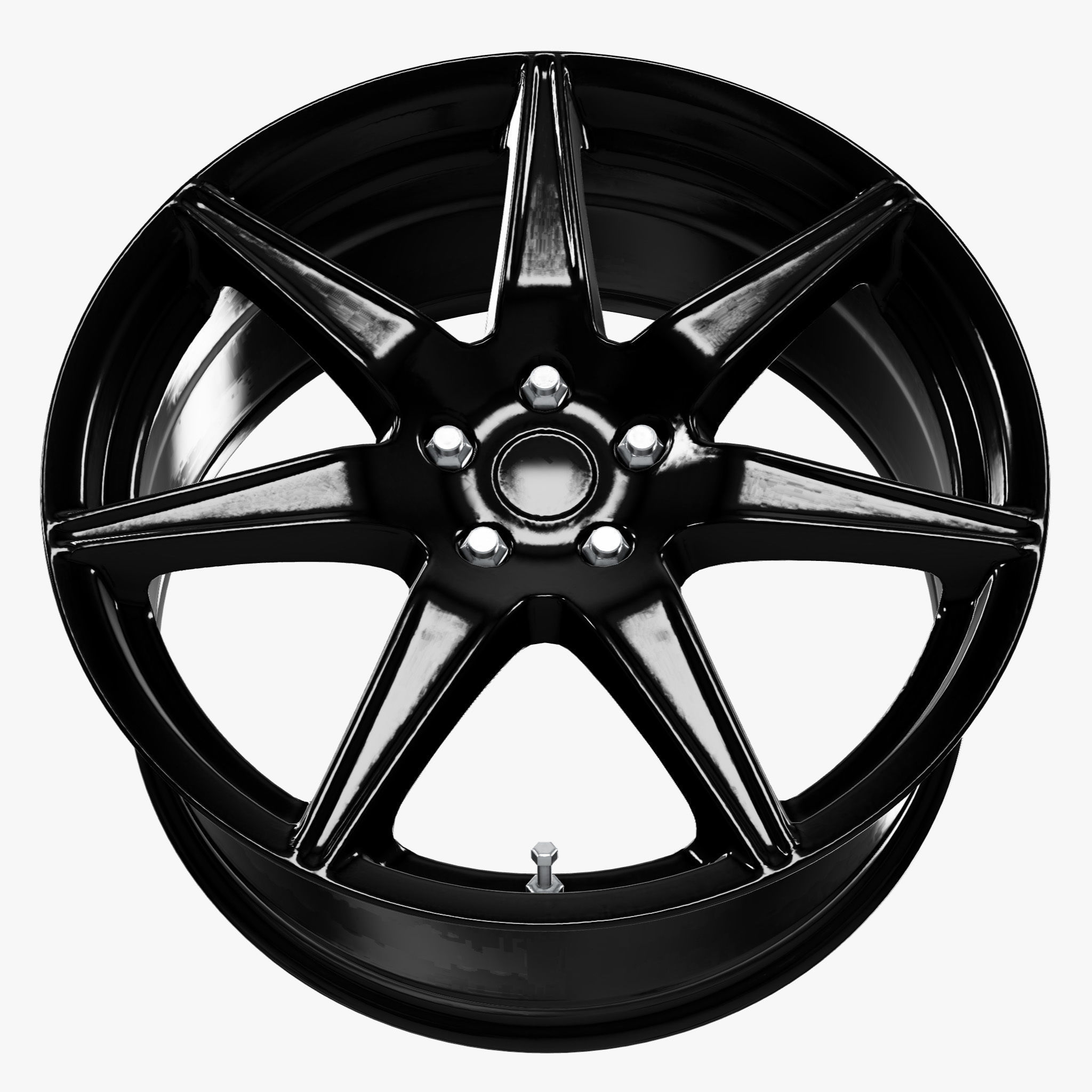 Voxx GT5 Wheel Gloss Black Mustang Low-poly 3D model_3