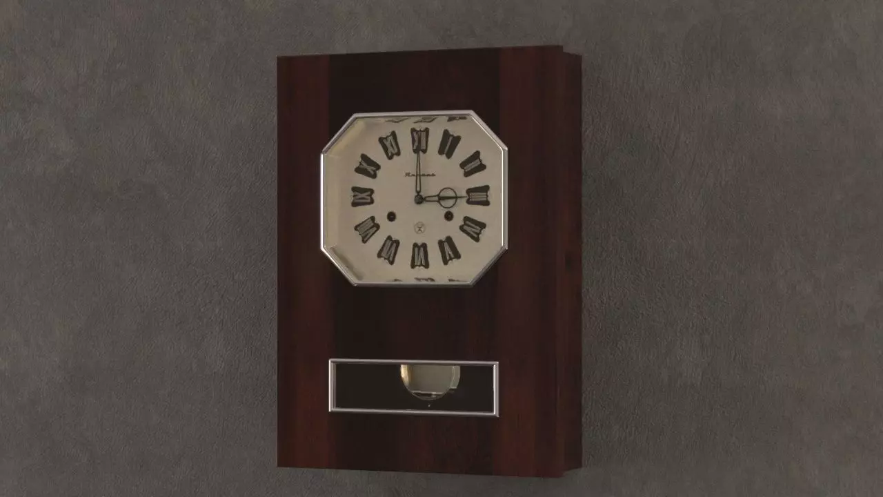USSR made wooden clock Free 3D model_0