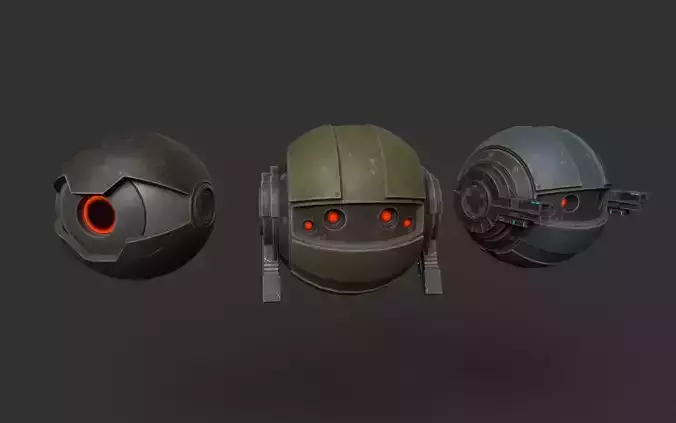 SciFi Drones Low-poly 3D model