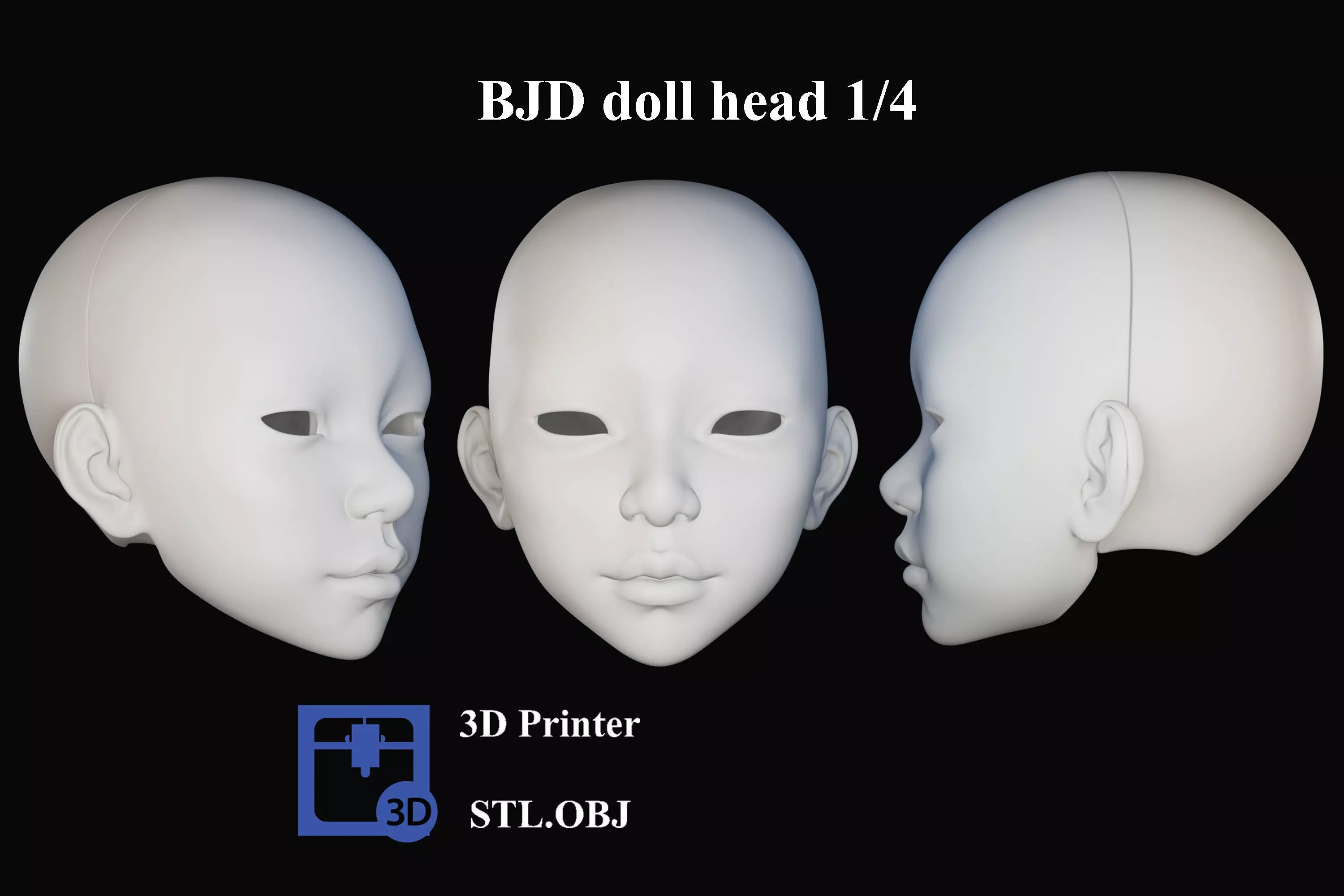 BJD doll 3D doll head model AT003 3D print model 3D print model