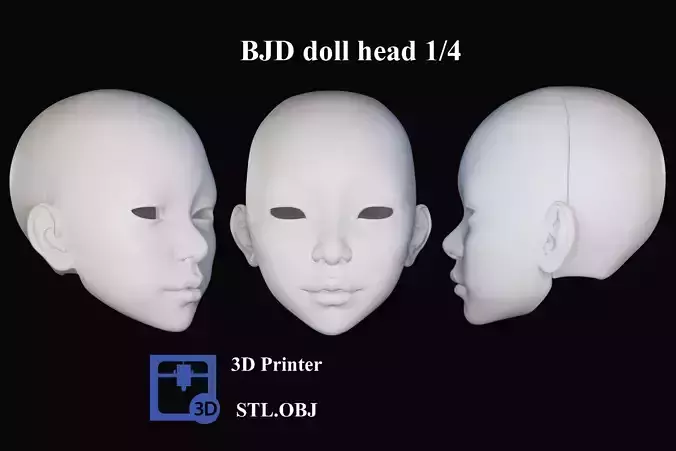BJD doll 3D doll head model AT003 3D print model