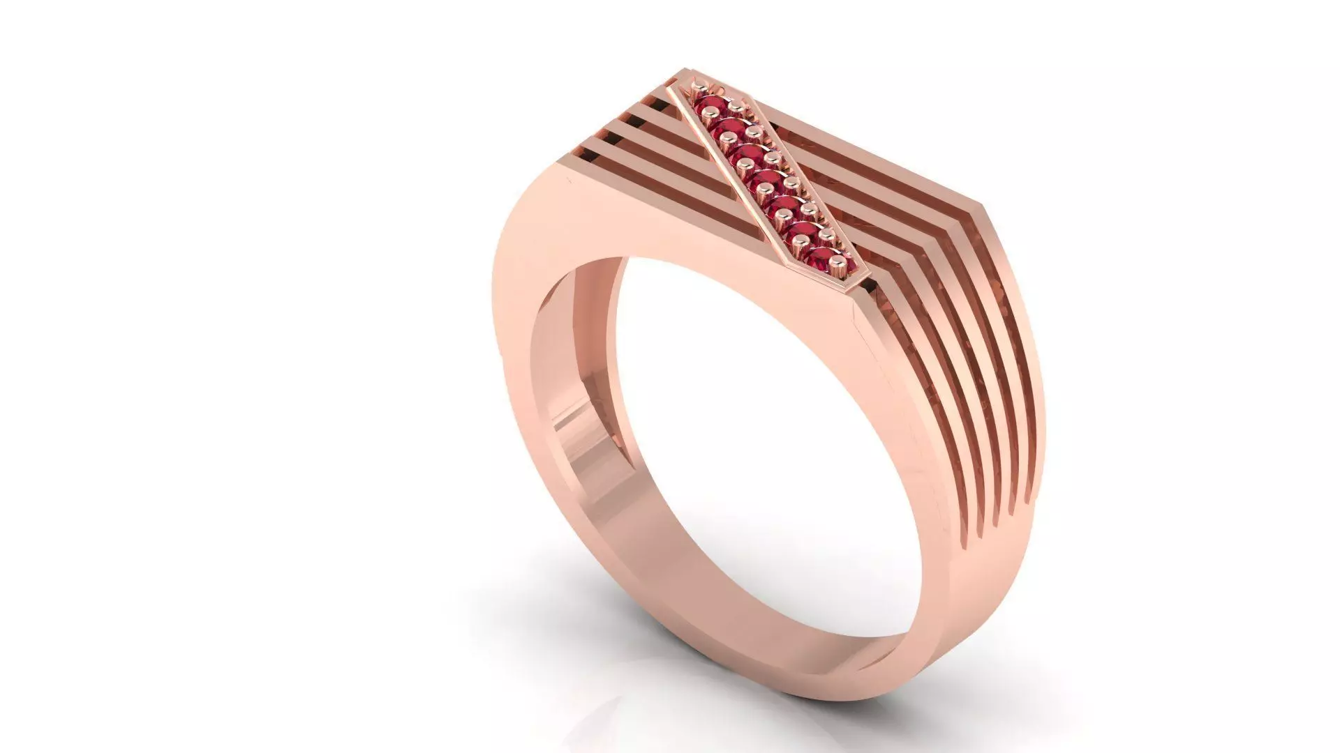 EDITABLE DIAMOND GENTS RING 3dm stl obj mtl 3D print model_0