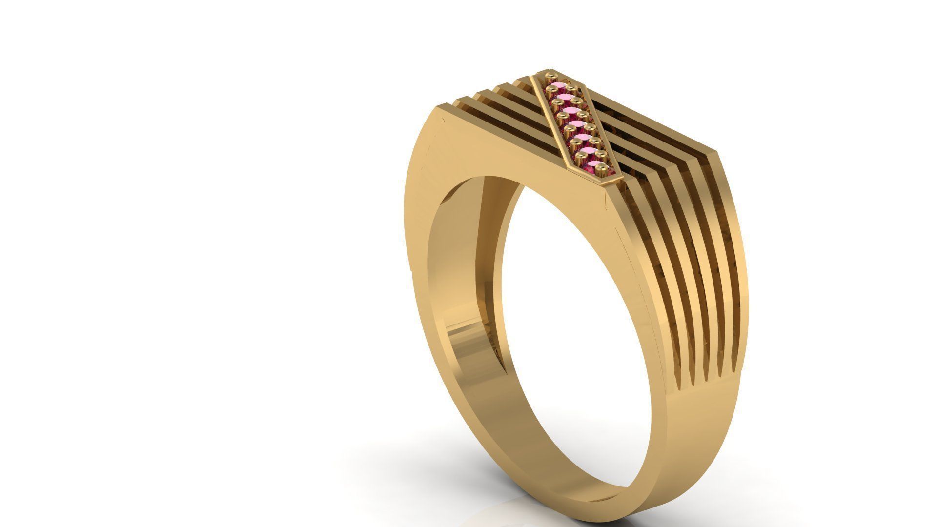 EDITABLE DIAMOND GENTS RING 3dm stl obj mtl 3D print model_9