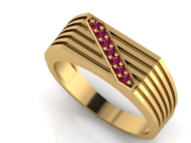 EDITABLE DIAMOND GENTS RING 3dm stl obj mtl 3D print model_10