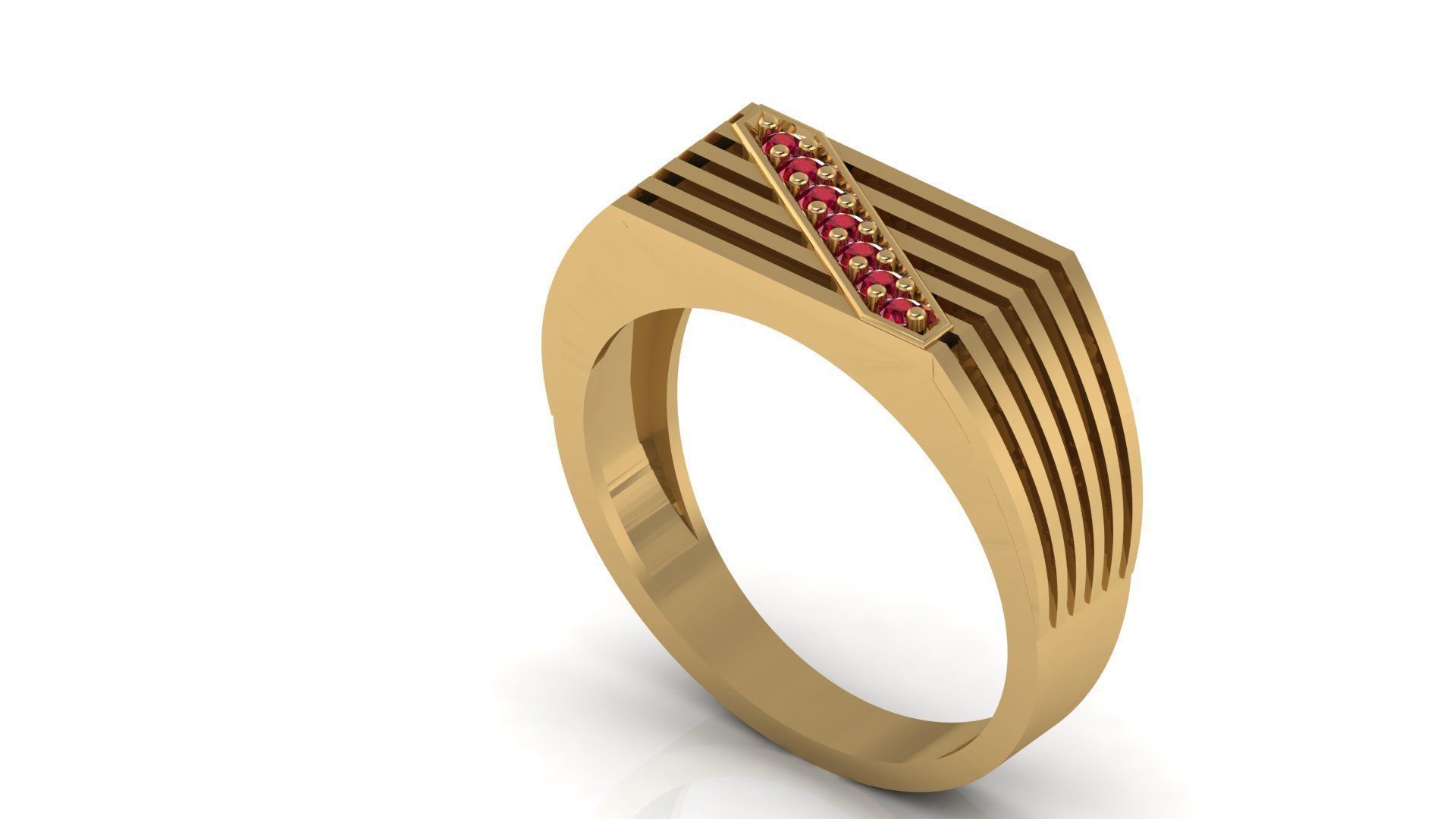 EDITABLE DIAMOND GENTS RING 3dm stl obj mtl 3D print model_7