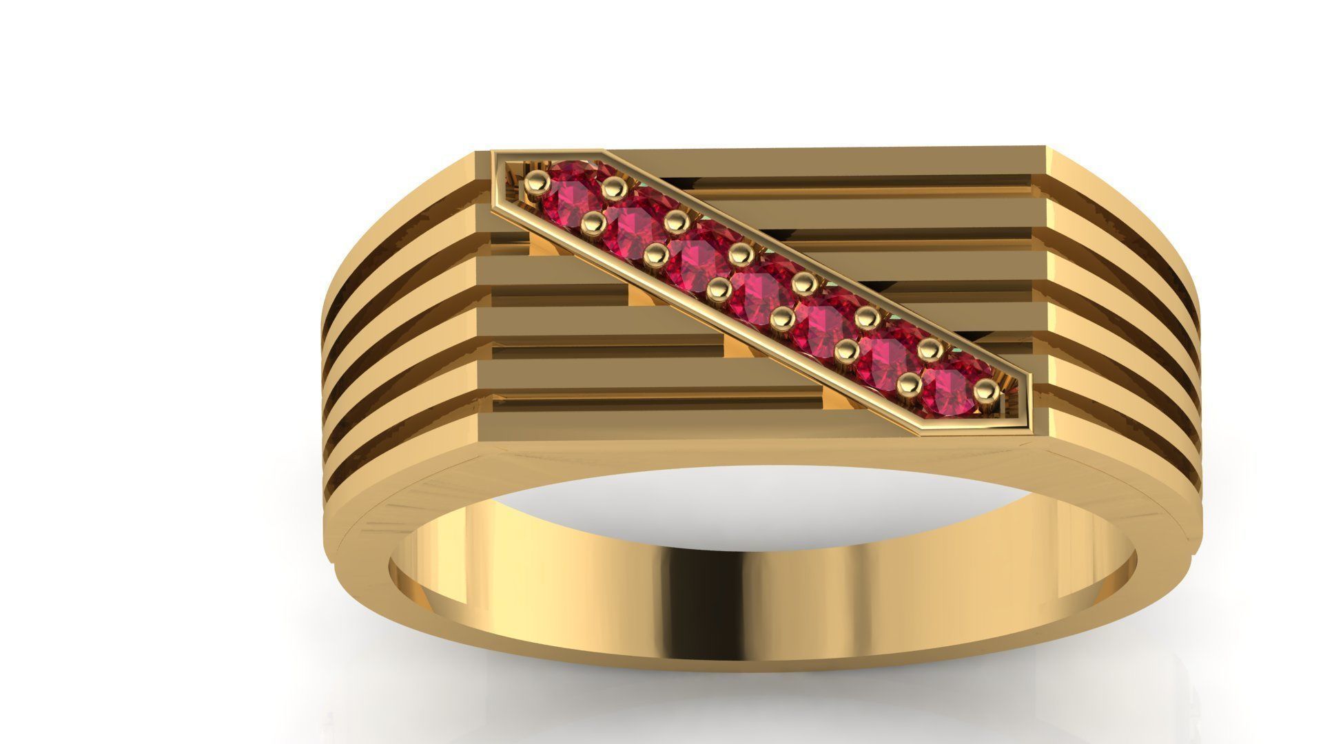 EDITABLE DIAMOND GENTS RING 3dm stl obj mtl 3D print model_4