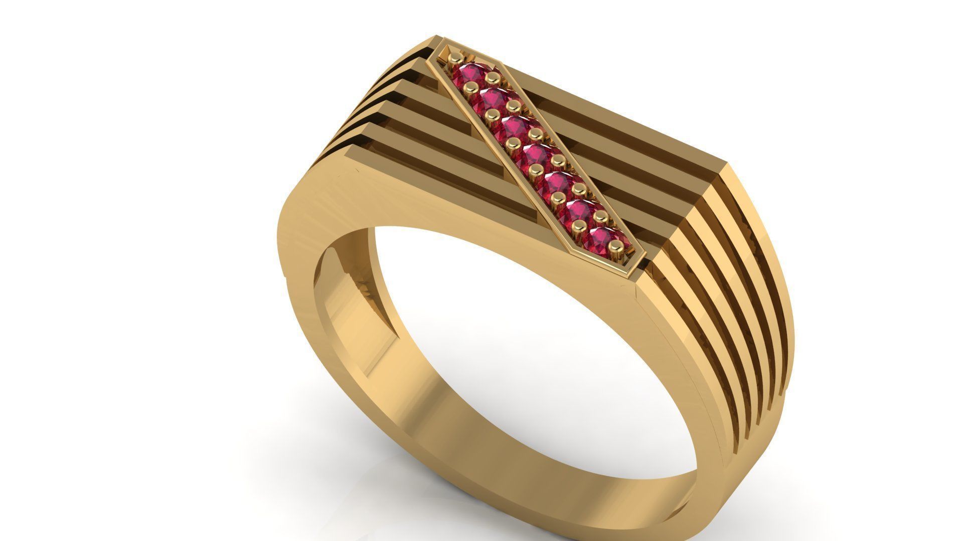 EDITABLE DIAMOND GENTS RING 3dm stl obj mtl 3D print model_1