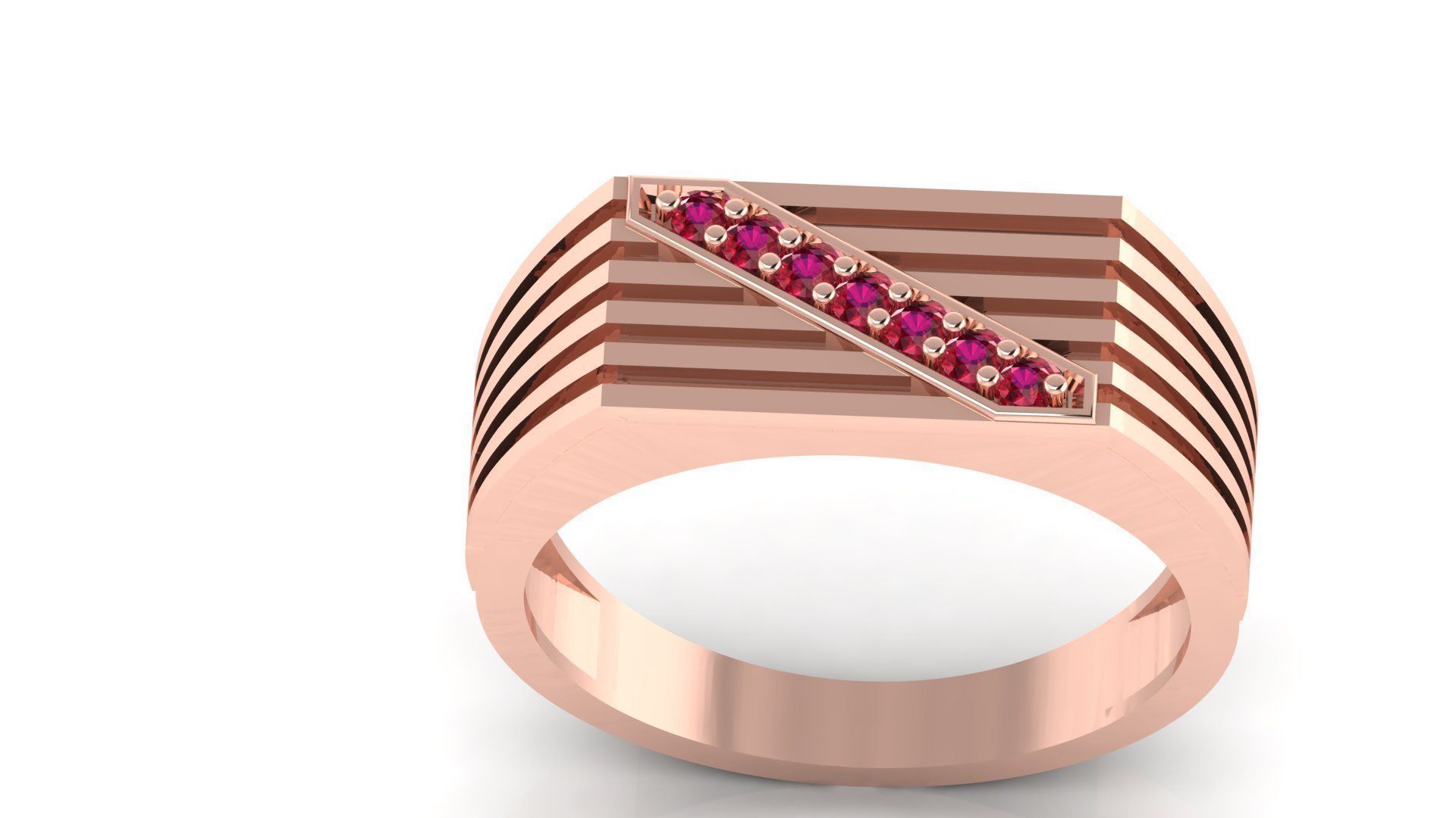 EDITABLE DIAMOND GENTS RING 3dm stl obj mtl 3D print model_2