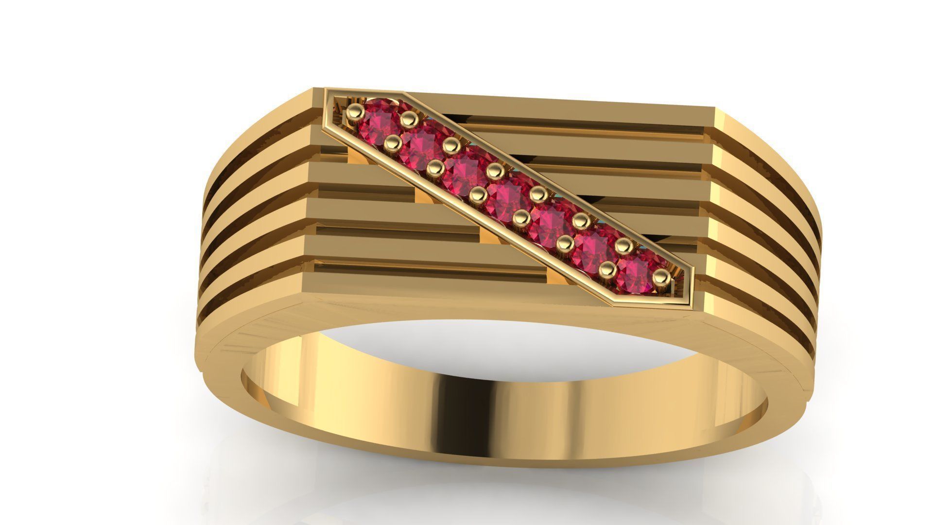 EDITABLE DIAMOND GENTS RING 3dm stl obj mtl 3D print model_6