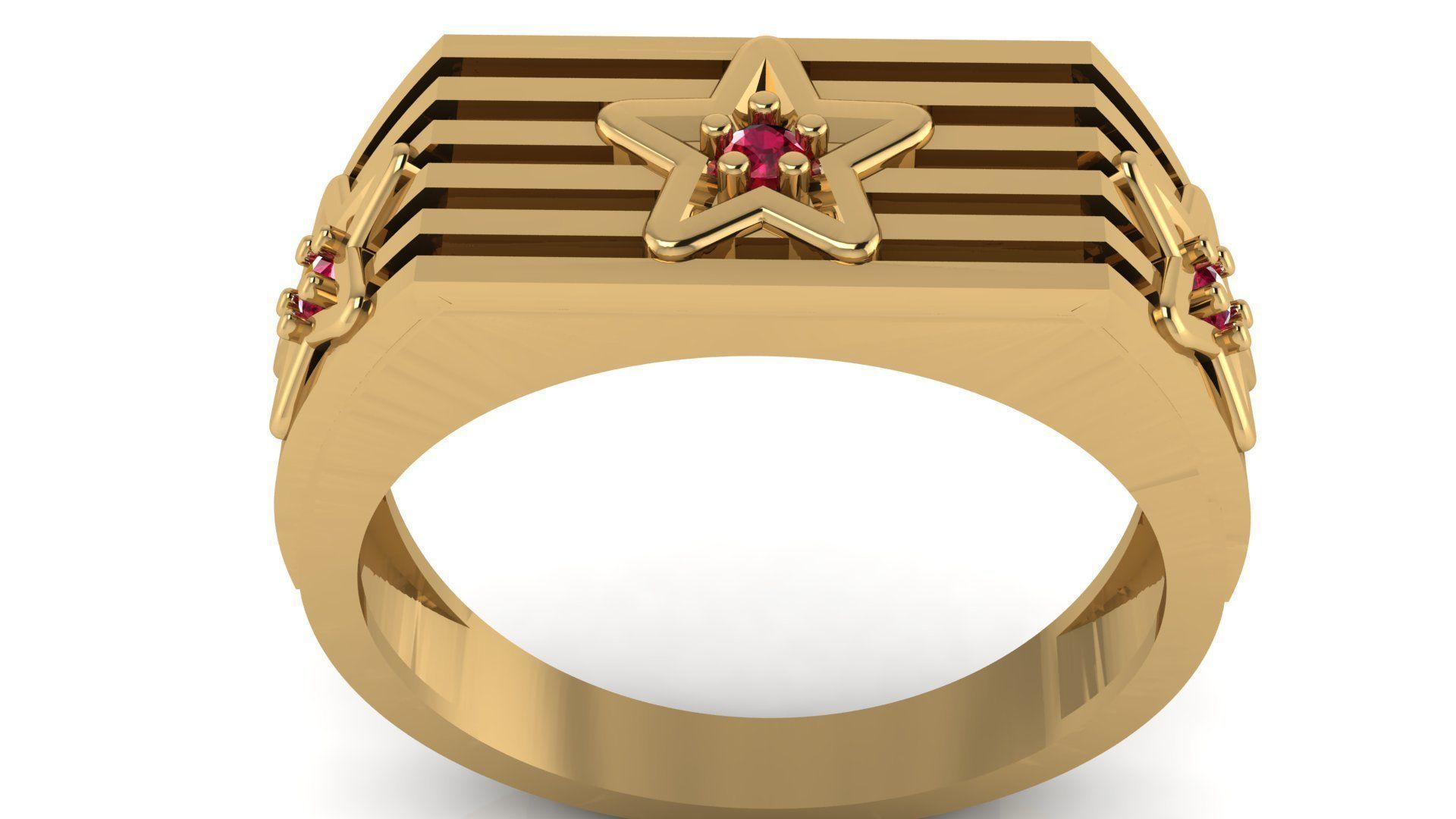 STAR DIAMOND GENTS RING EDITABLE 3dm stl obj mtl 3D print model_8