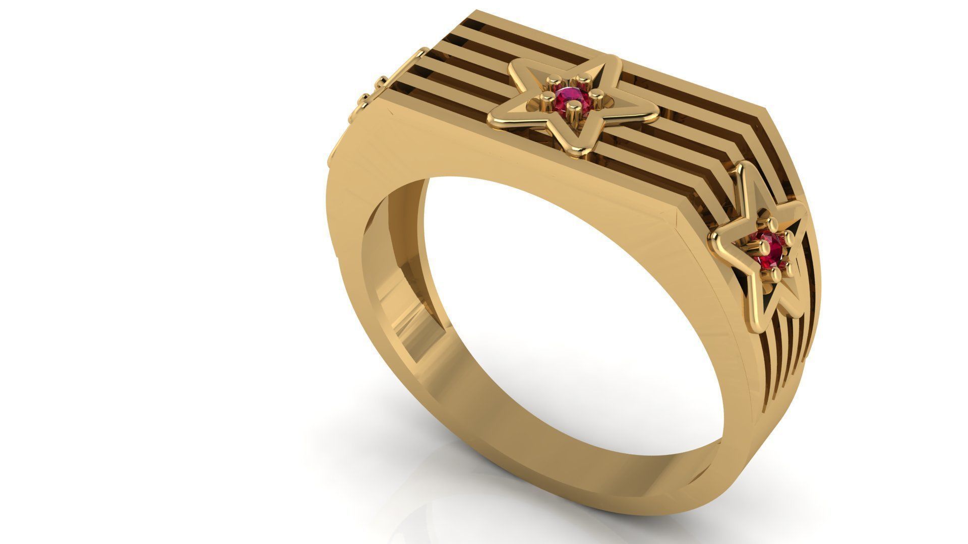 STAR DIAMOND GENTS RING EDITABLE 3dm stl obj mtl 3D print model_2