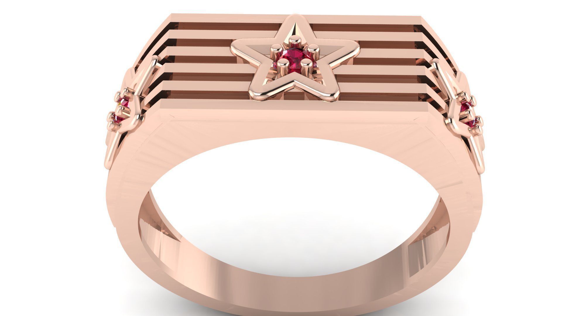 STAR DIAMOND GENTS RING EDITABLE 3dm stl obj mtl 3D print model_1