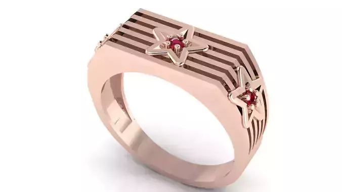 STAR DIAMOND GENTS RING EDITABLE 3dm stl obj mtl 3D print model