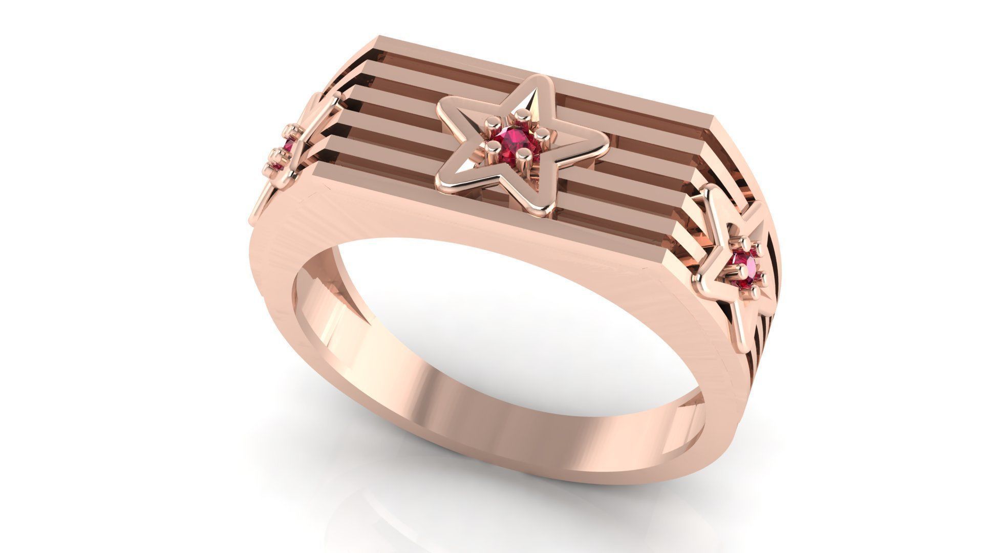 STAR DIAMOND GENTS RING EDITABLE 3dm stl obj mtl 3D print model_6