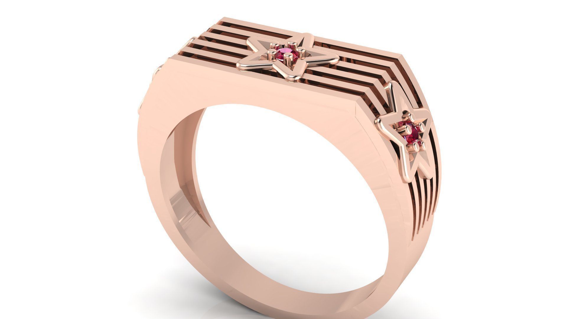 STAR DIAMOND GENTS RING EDITABLE 3dm stl obj mtl 3D print model_4