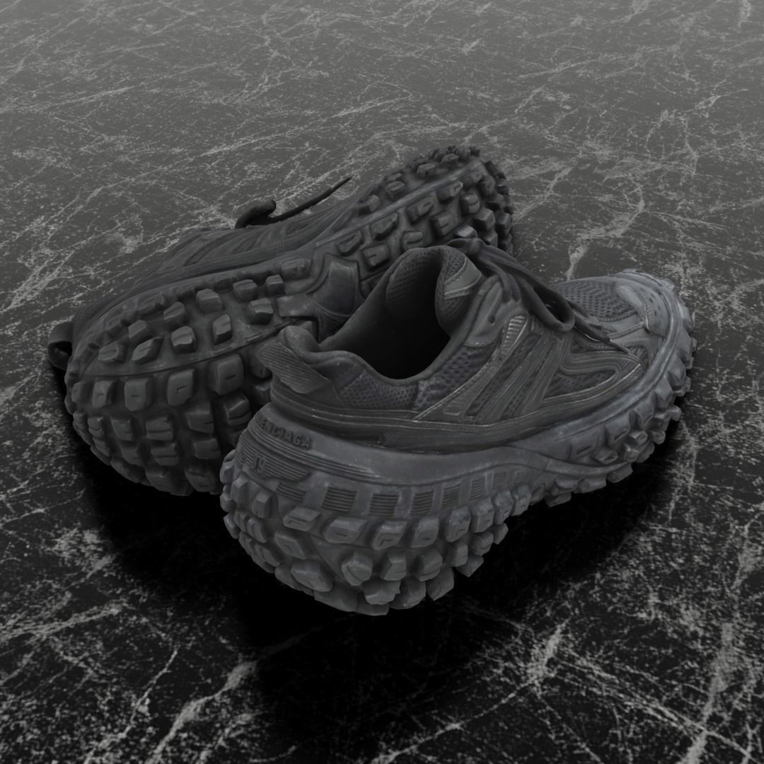 BALENCIAGA DEFENDER BLACK 3D SHOES Low-poly 3D model_5