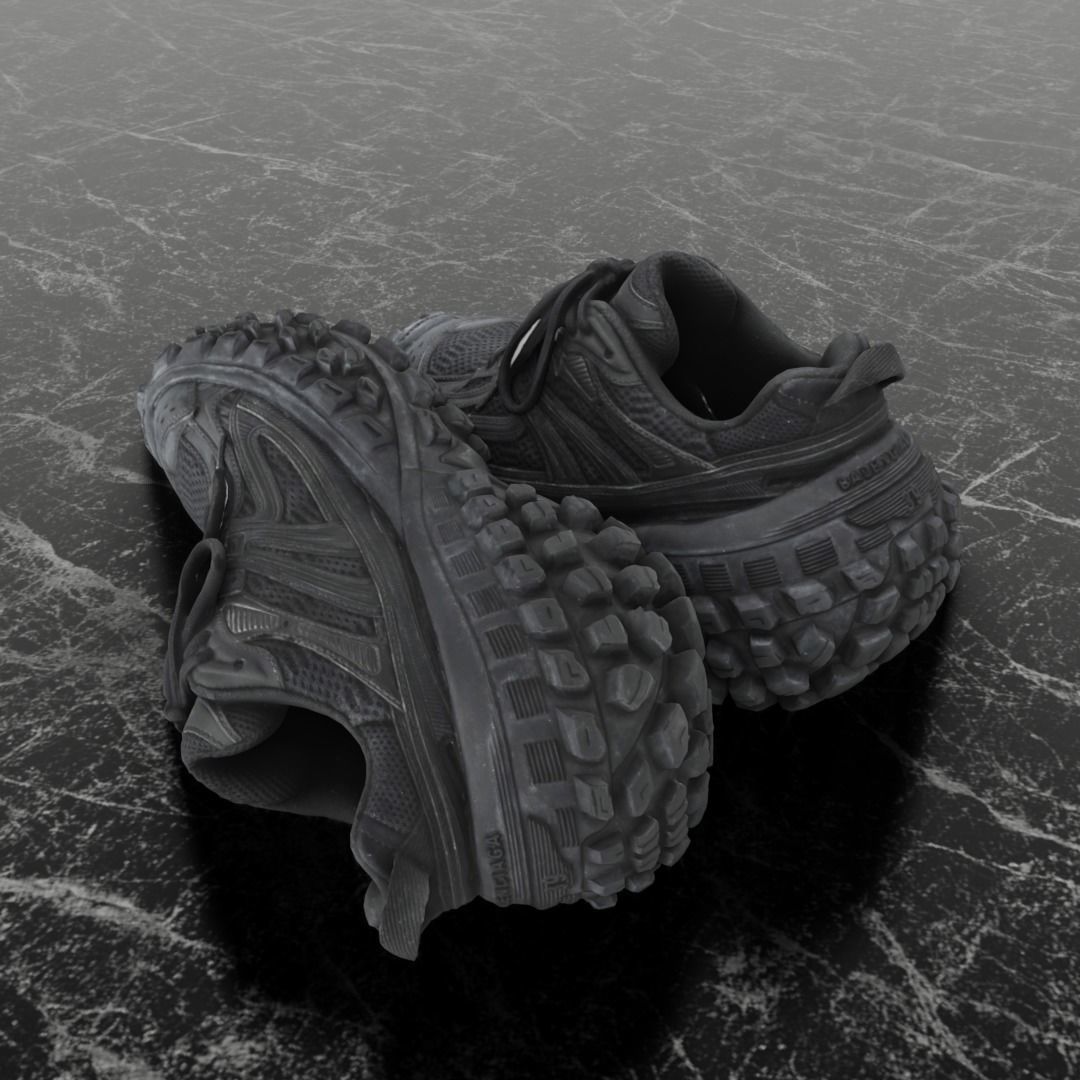 BALENCIAGA DEFENDER BLACK 3D SHOES Low-poly 3D model_6