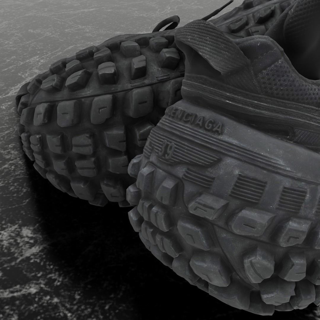 BALENCIAGA DEFENDER BLACK 3D SHOES Low-poly 3D model_10