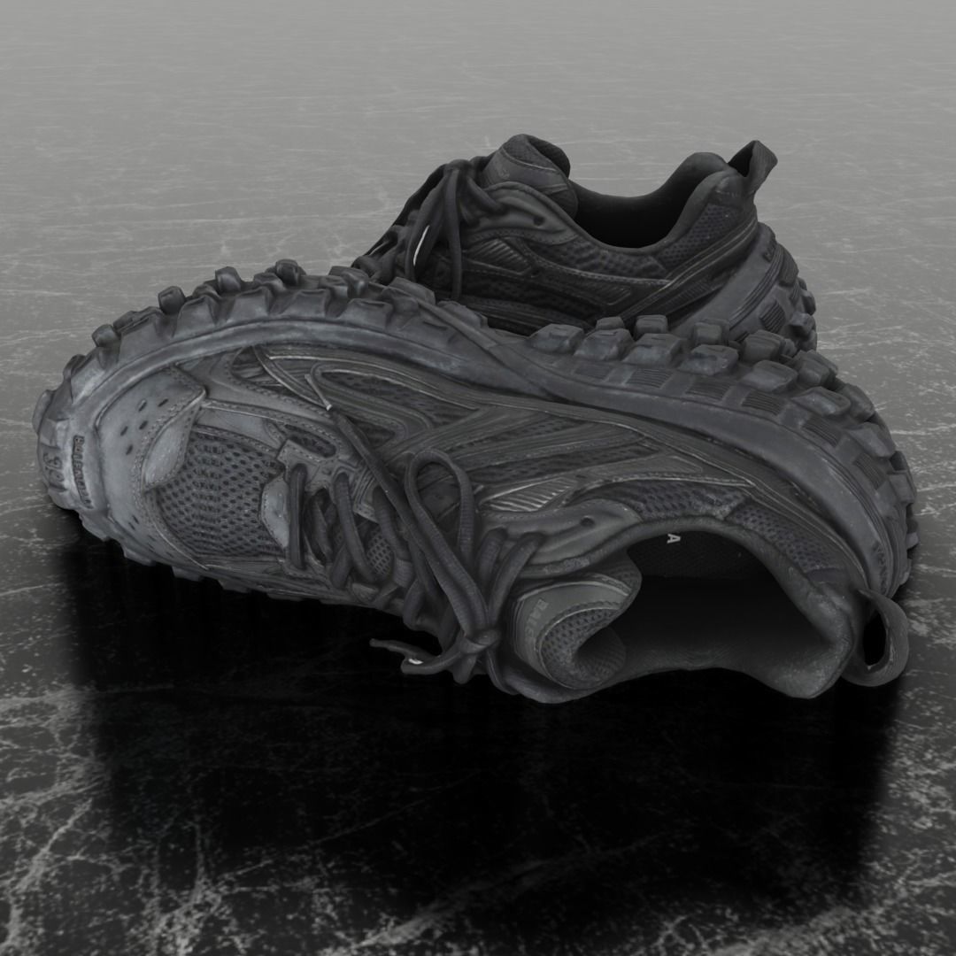 BALENCIAGA DEFENDER BLACK 3D SHOES Low-poly 3D model_7