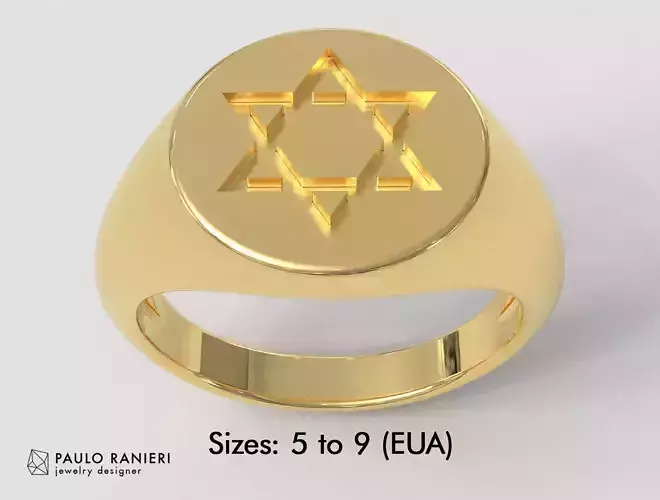 Signet Ring Jewish Star Of David 3D print model