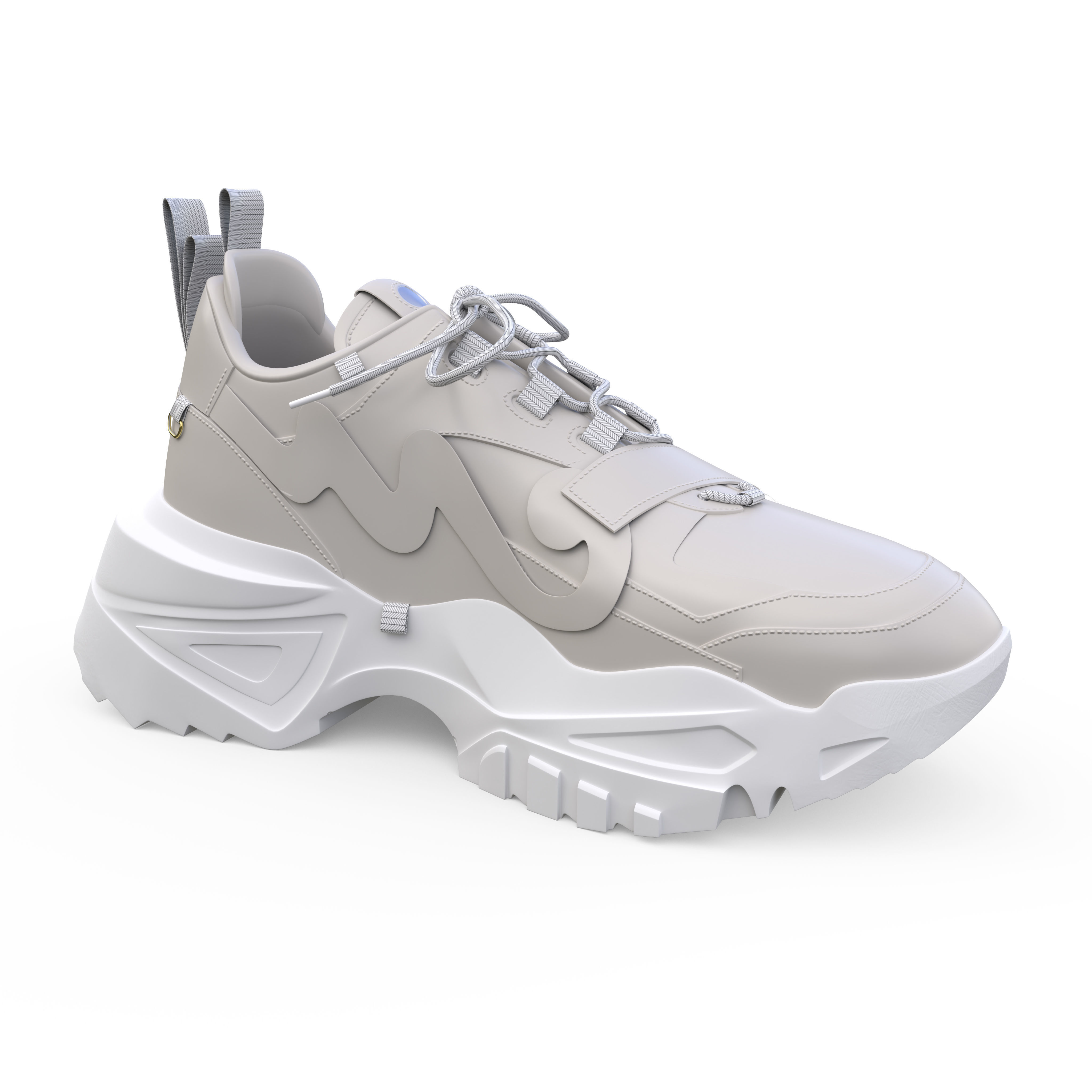 Sneakers Height Increasing White Black Autumn Chunky Shoes Low-poly 3D model_1