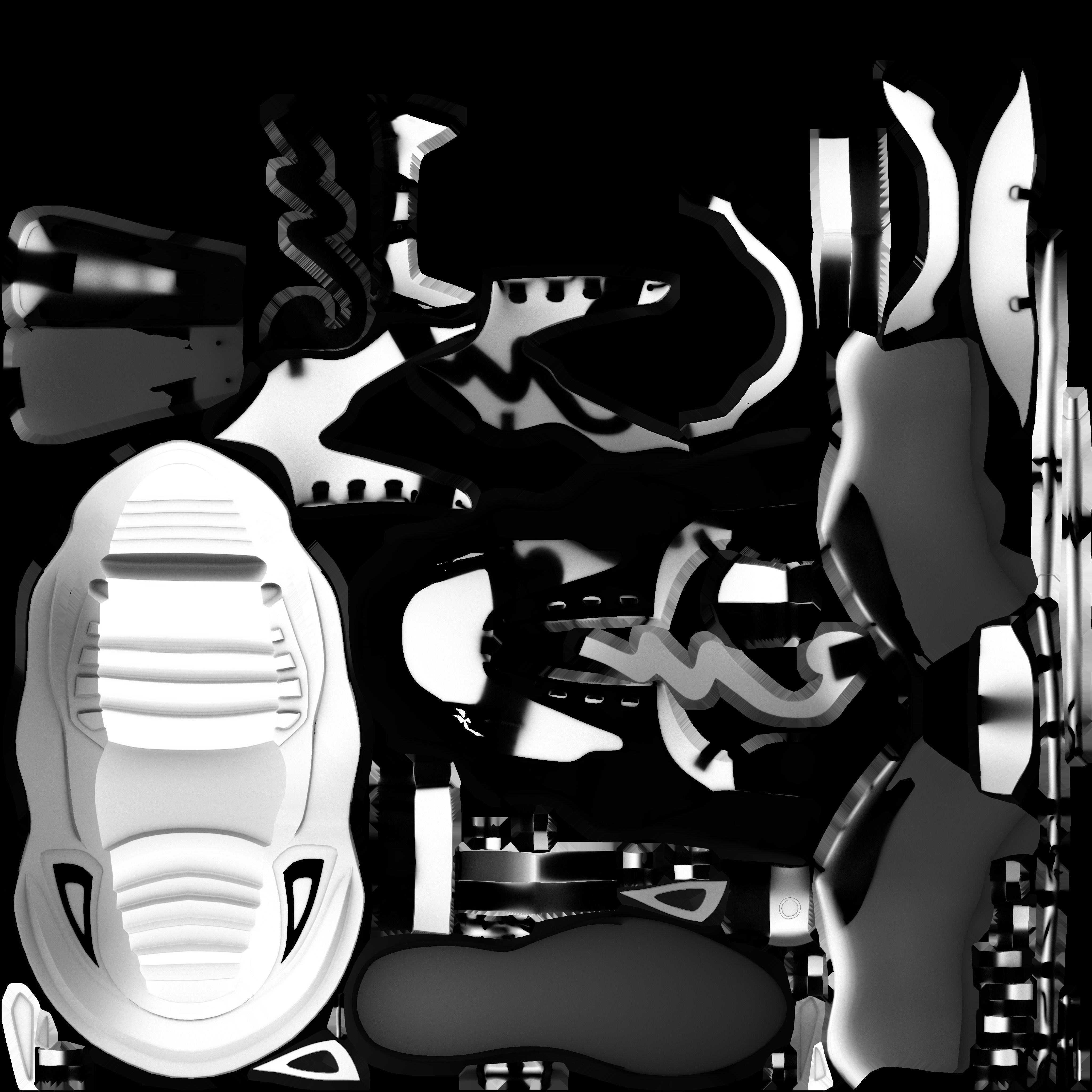 Sneakers Height Increasing White Black Autumn Chunky Shoes Low-poly 3D model_13