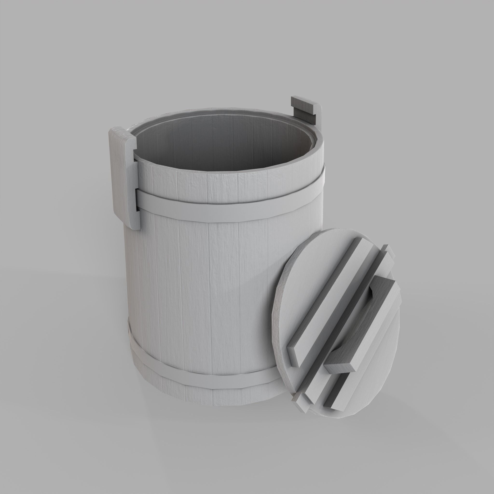 Wooden Barrel Pickles Village Low-poly 3D model_10