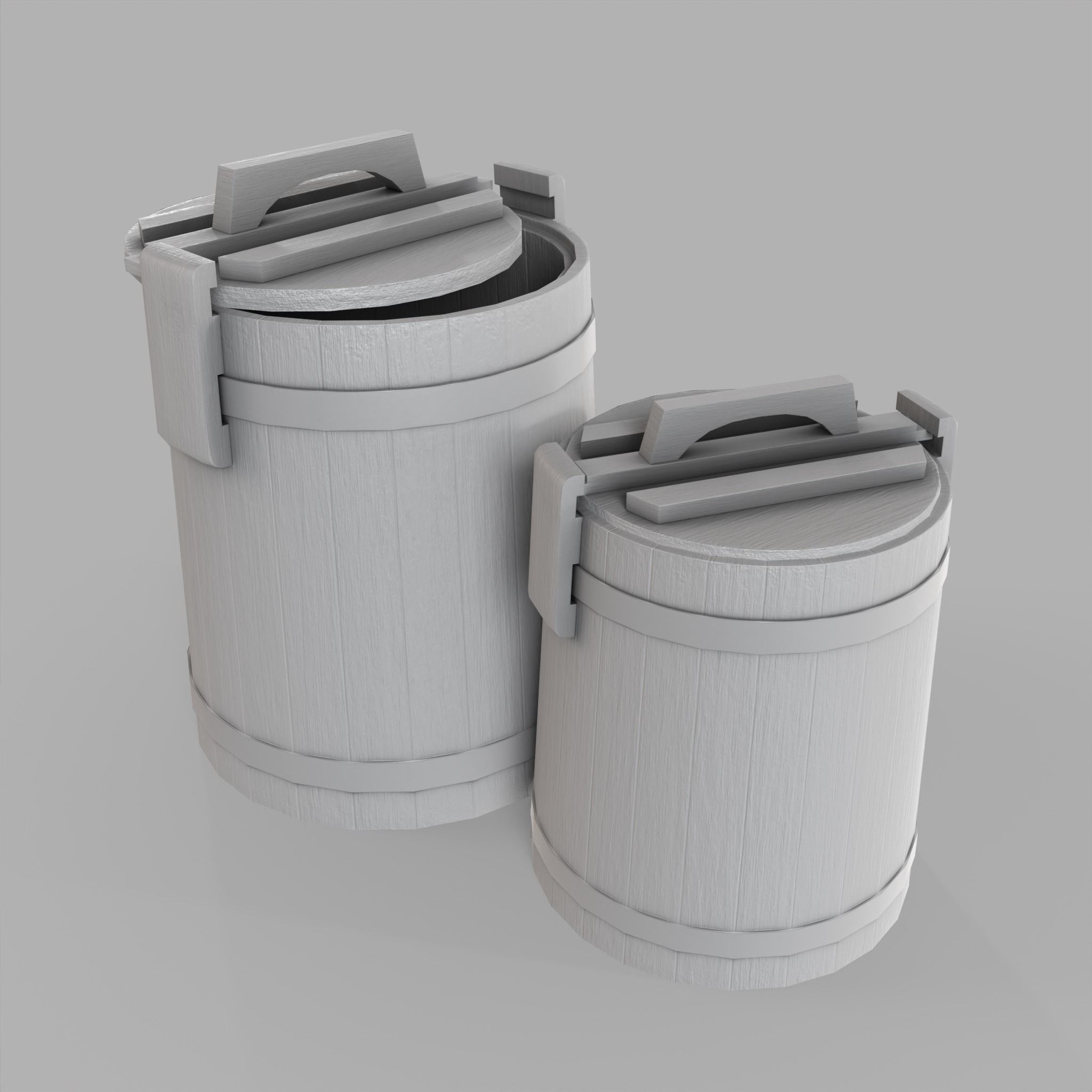Wooden Barrel Pickles Village Low-poly 3D model_14