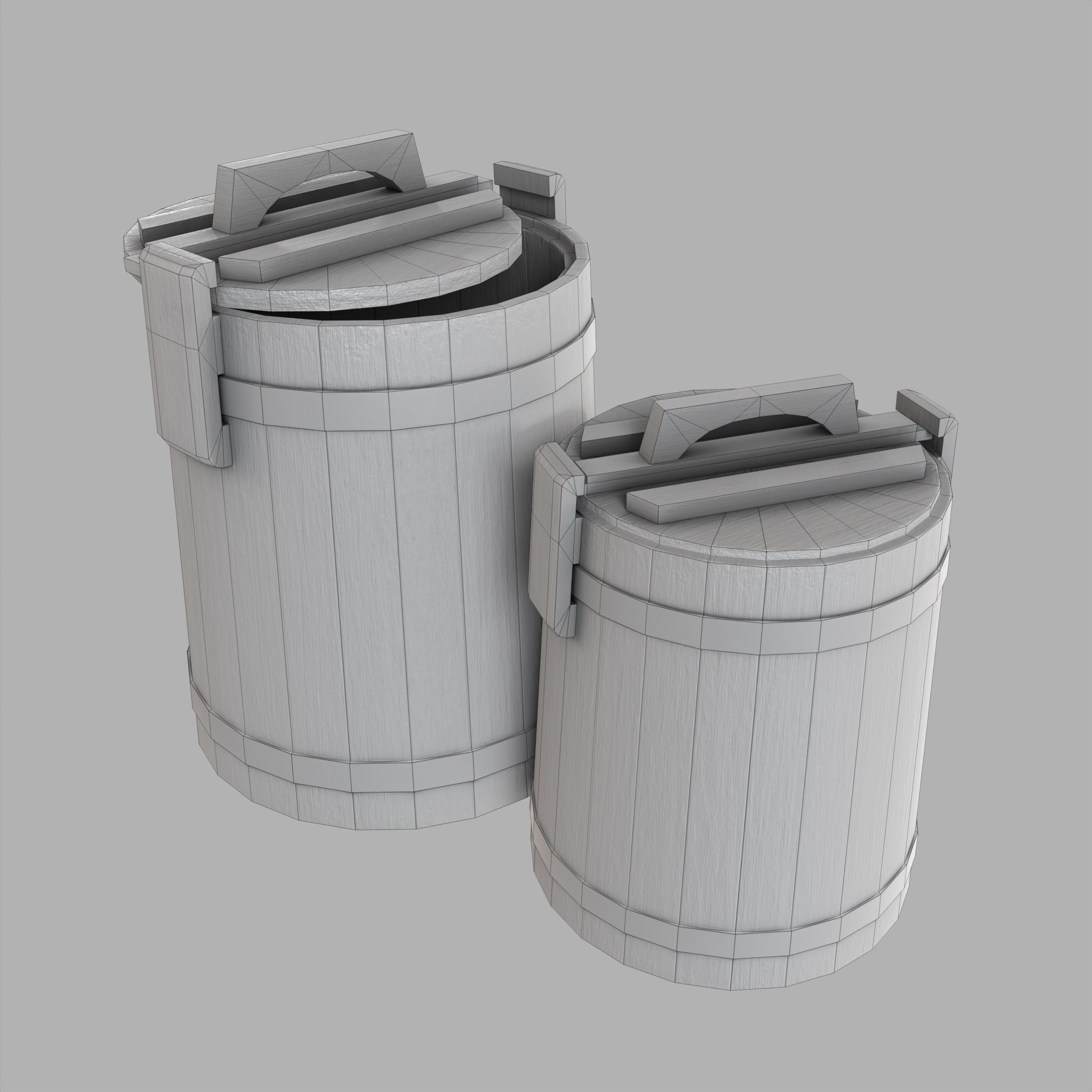 Wooden Barrel Pickles Village Low-poly 3D model_15