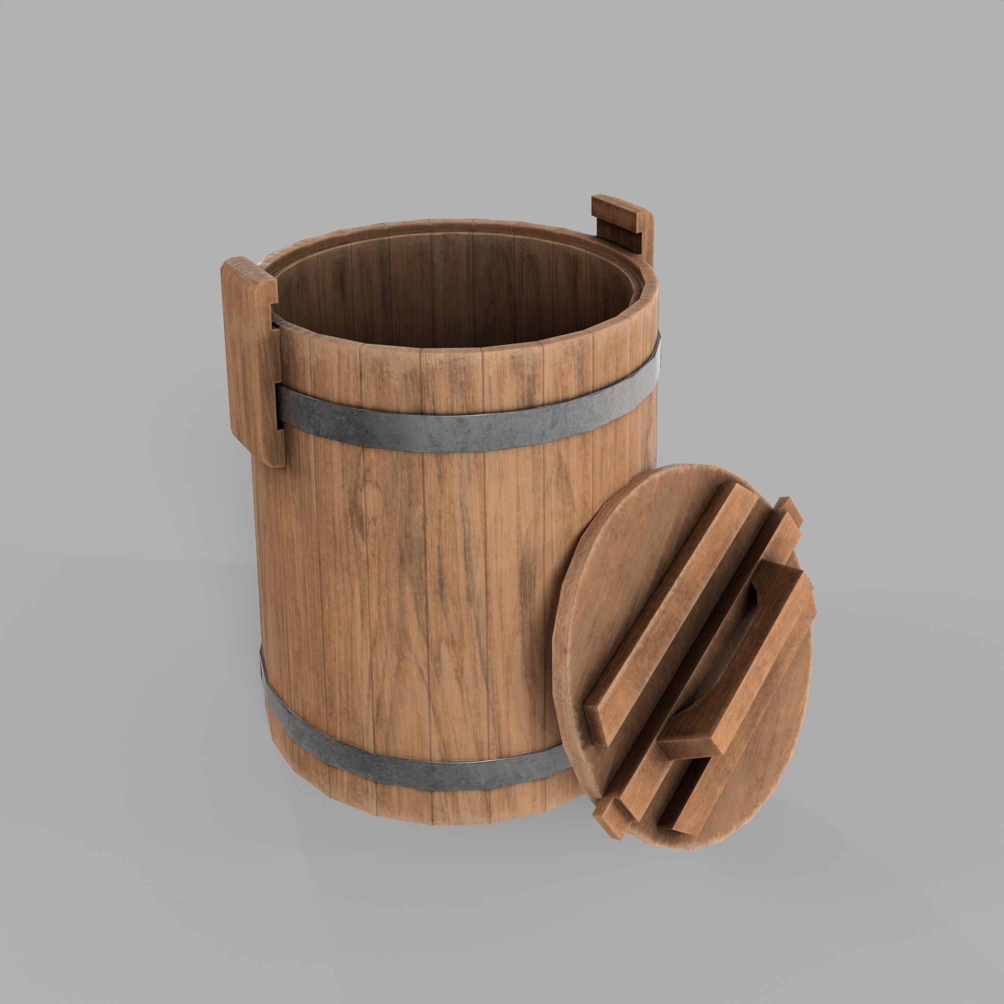 Wooden Barrel Pickles Village Low-poly 3D model_3