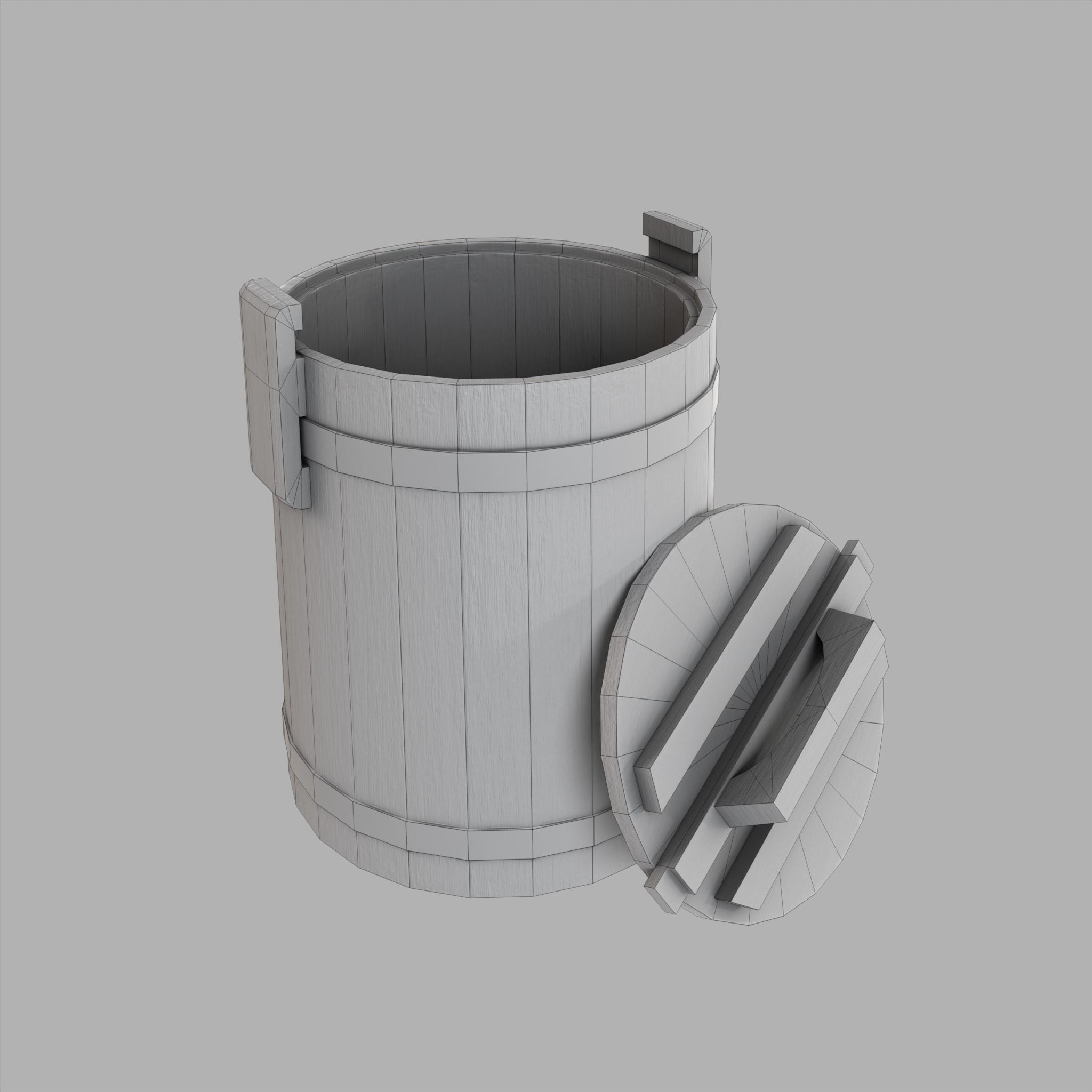 Wooden Barrel Pickles Village Low-poly 3D model_11