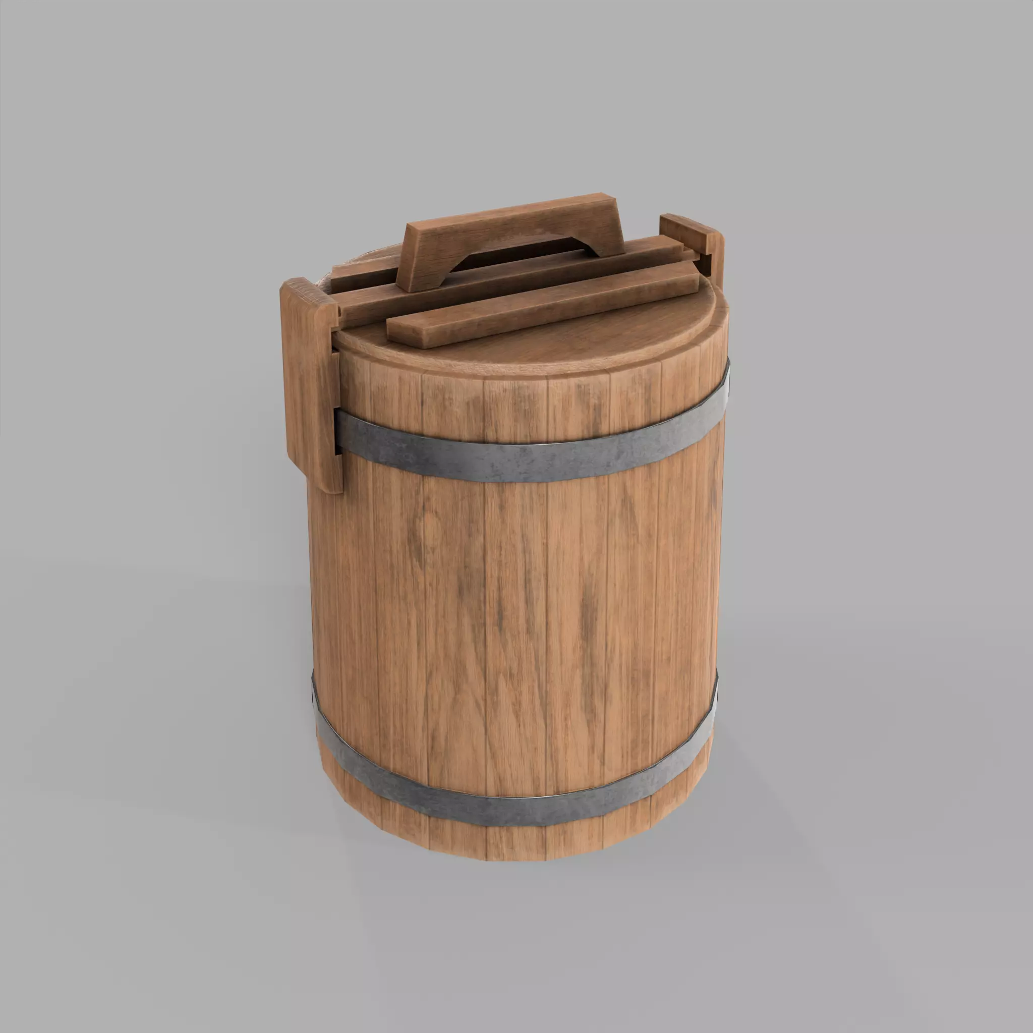 Wooden Barrel Pickles Village Low-poly 3D model_0