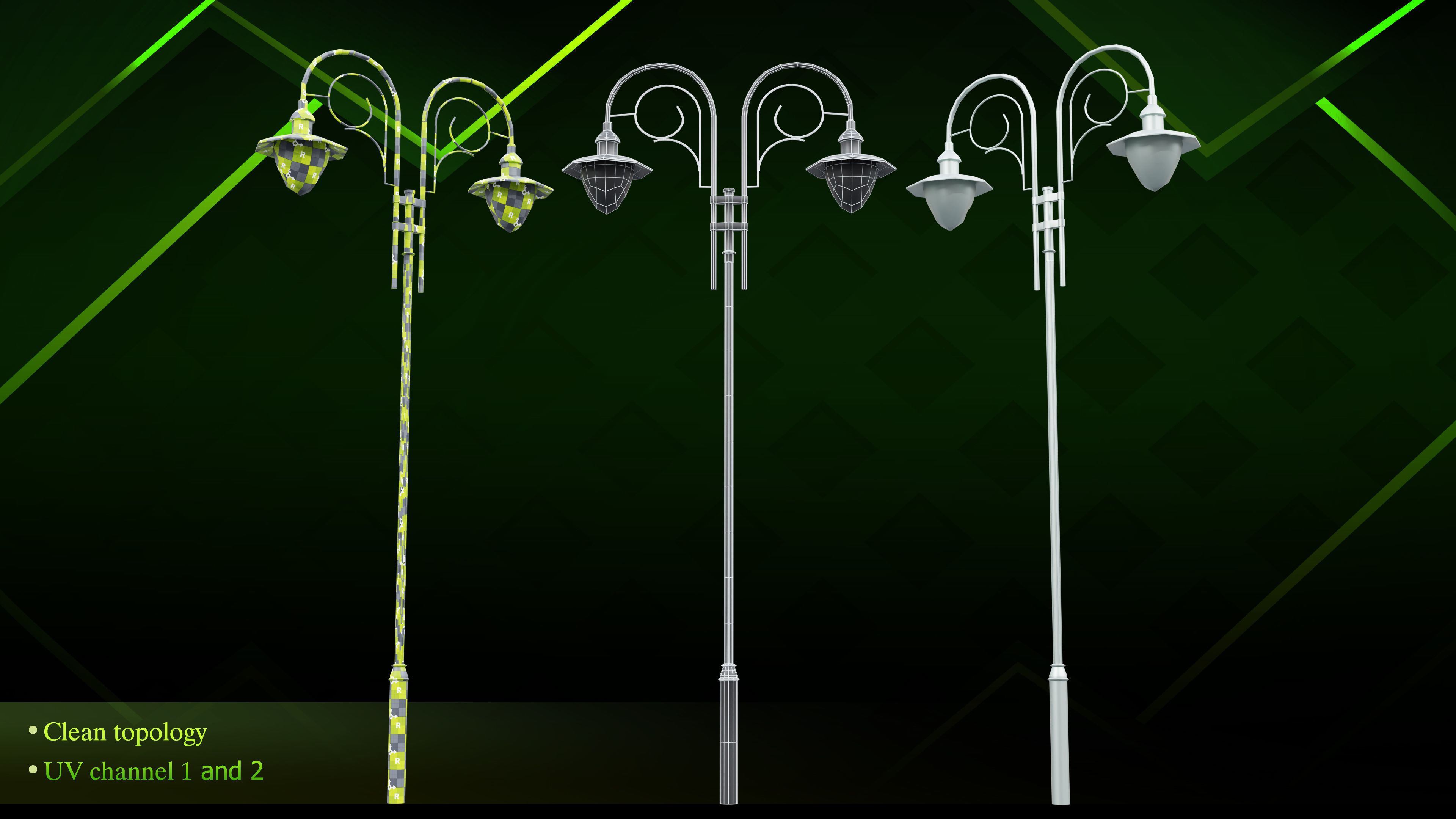 20 lamp post Low-poly 3D model_8