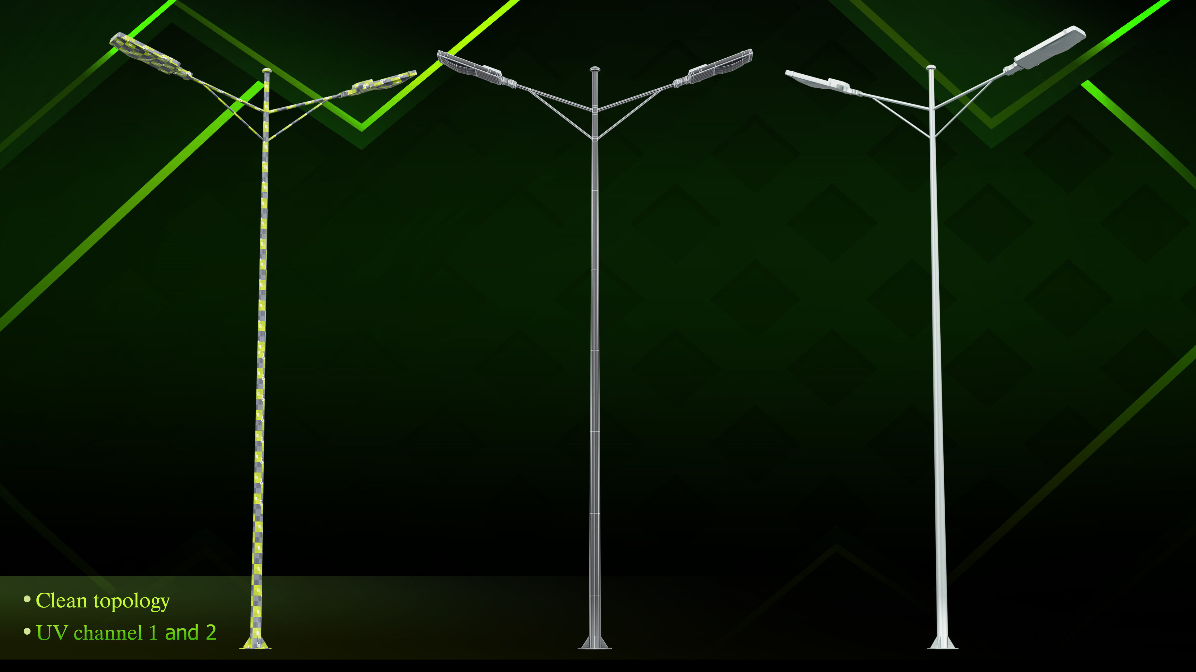 20 lamp post Low-poly 3D model_3