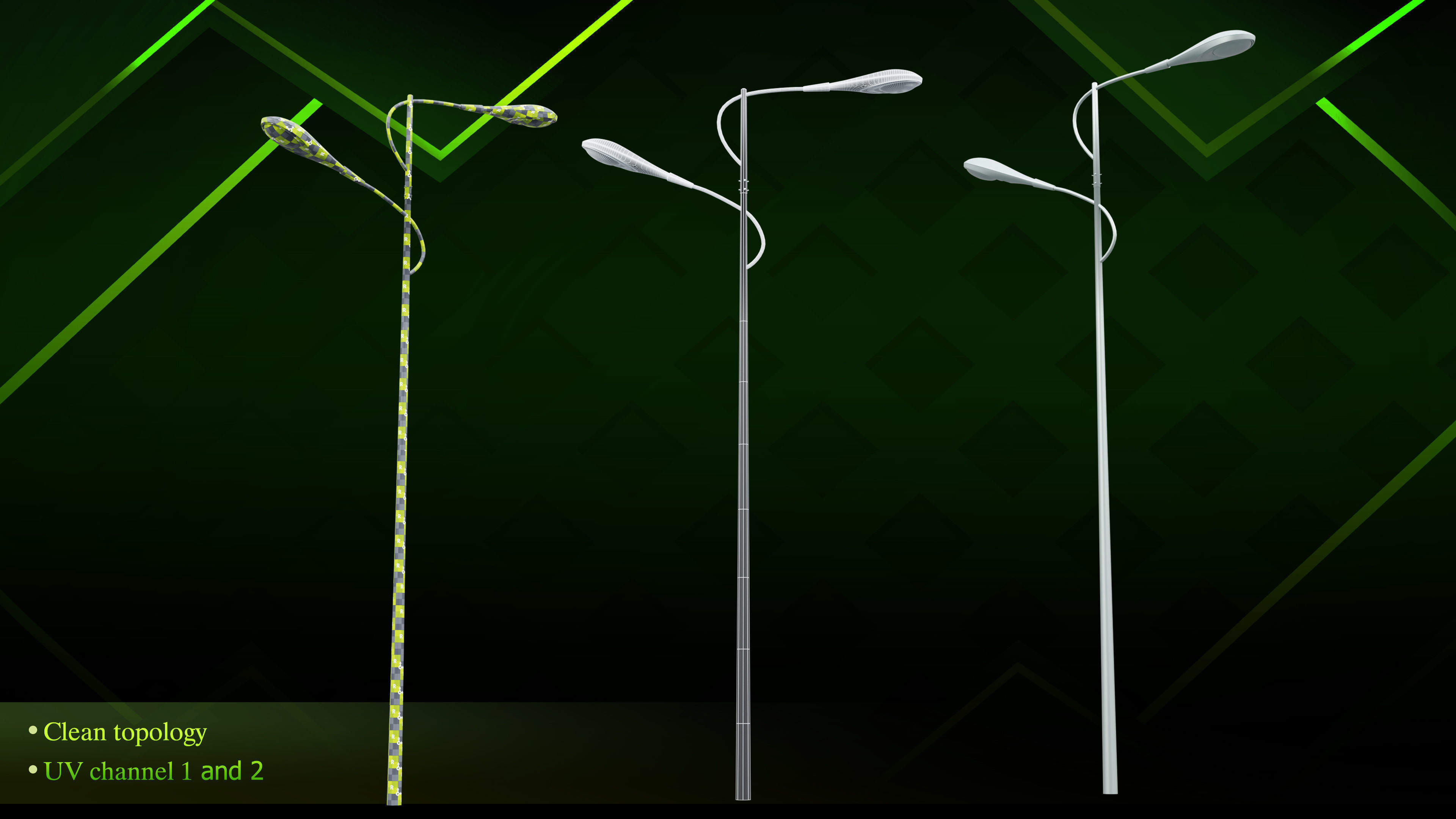 20 lamp post Low-poly 3D model_7