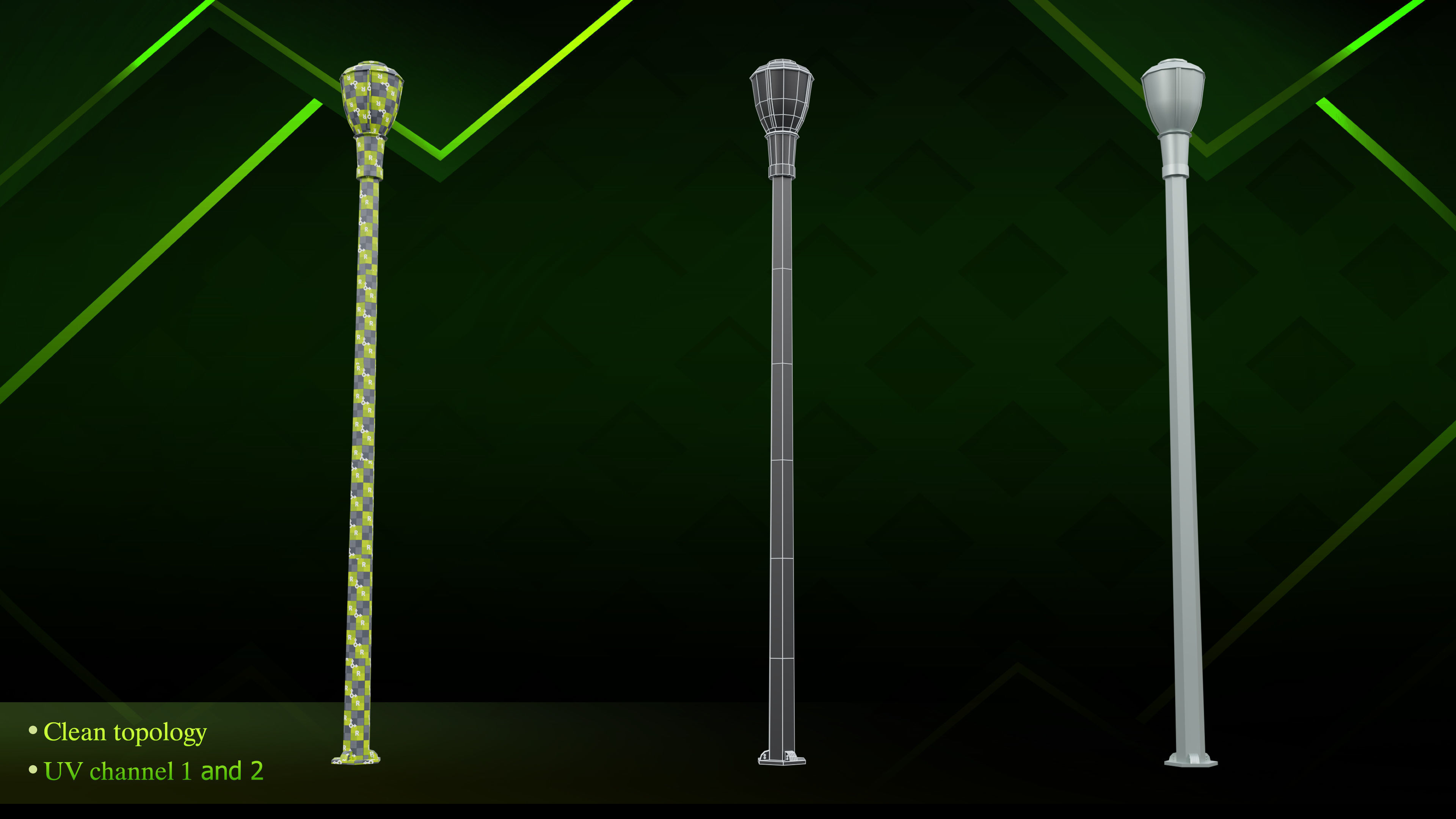 20 lamp post Low-poly 3D model_19