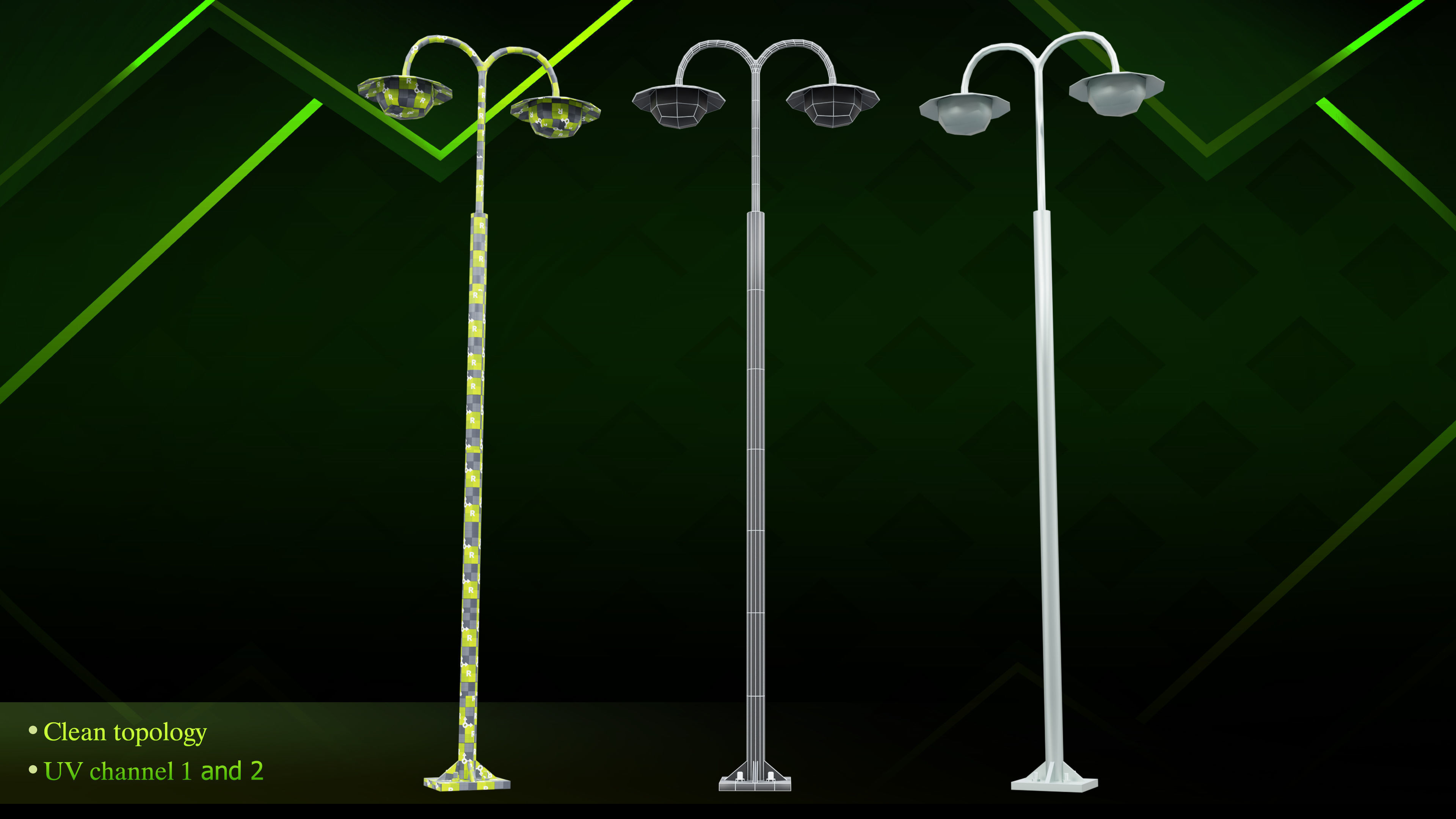 20 lamp post Low-poly 3D model_16