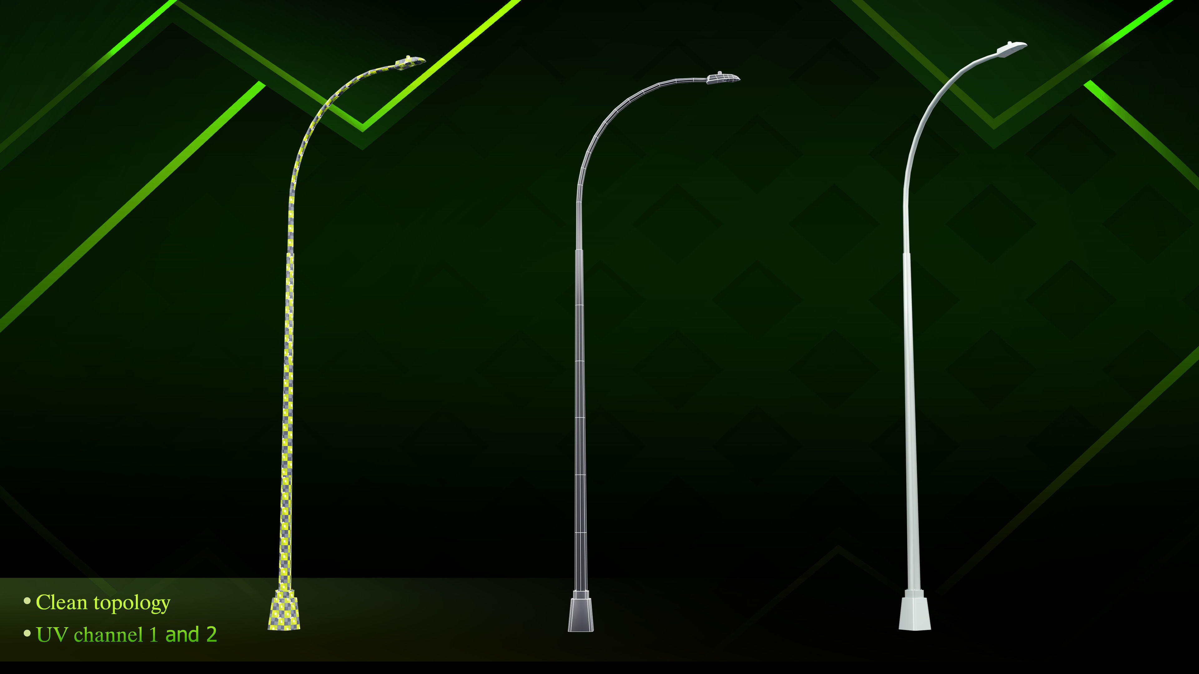 20 lamp post Low-poly 3D model_6