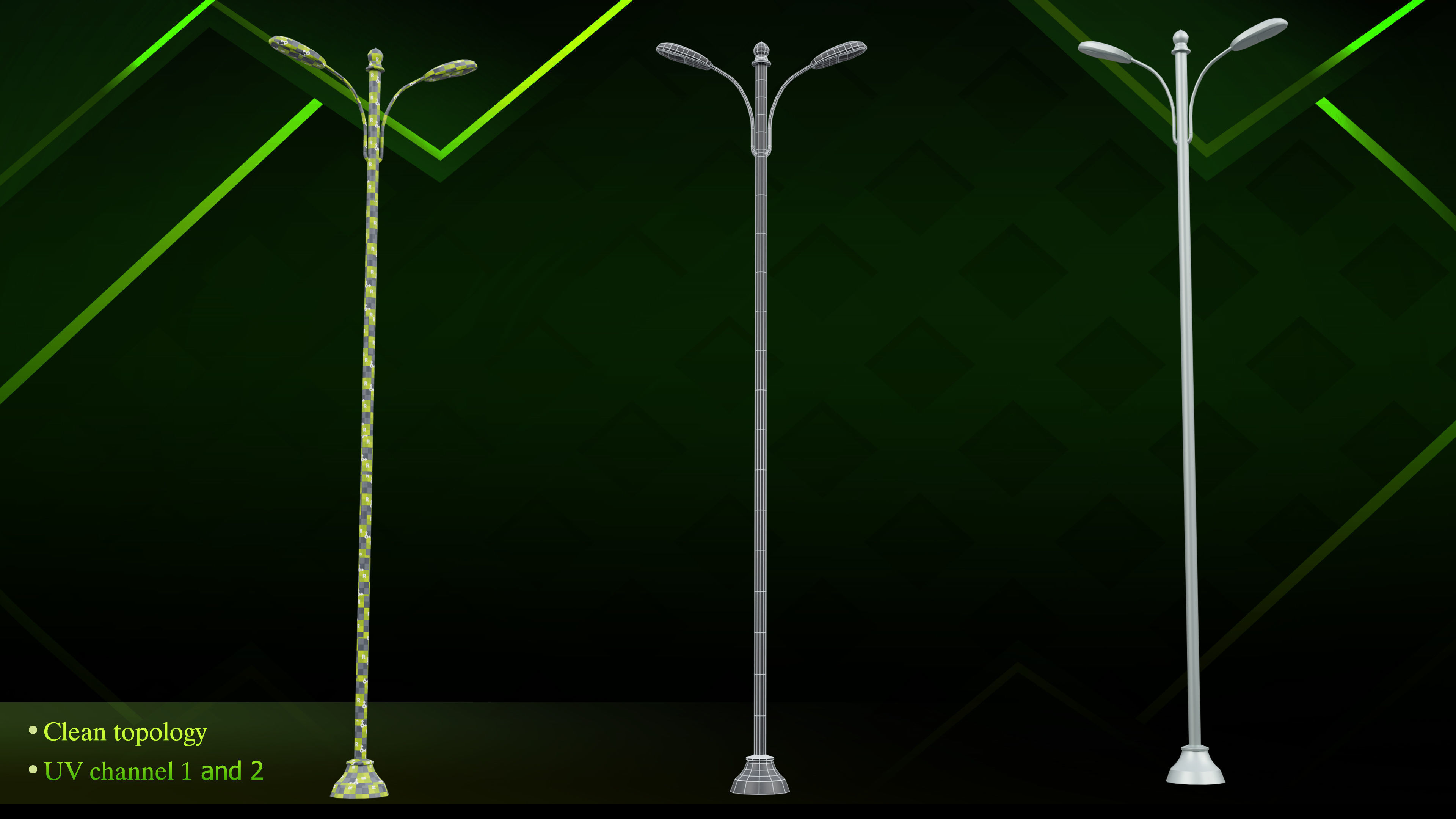 20 lamp post Low-poly 3D model_20