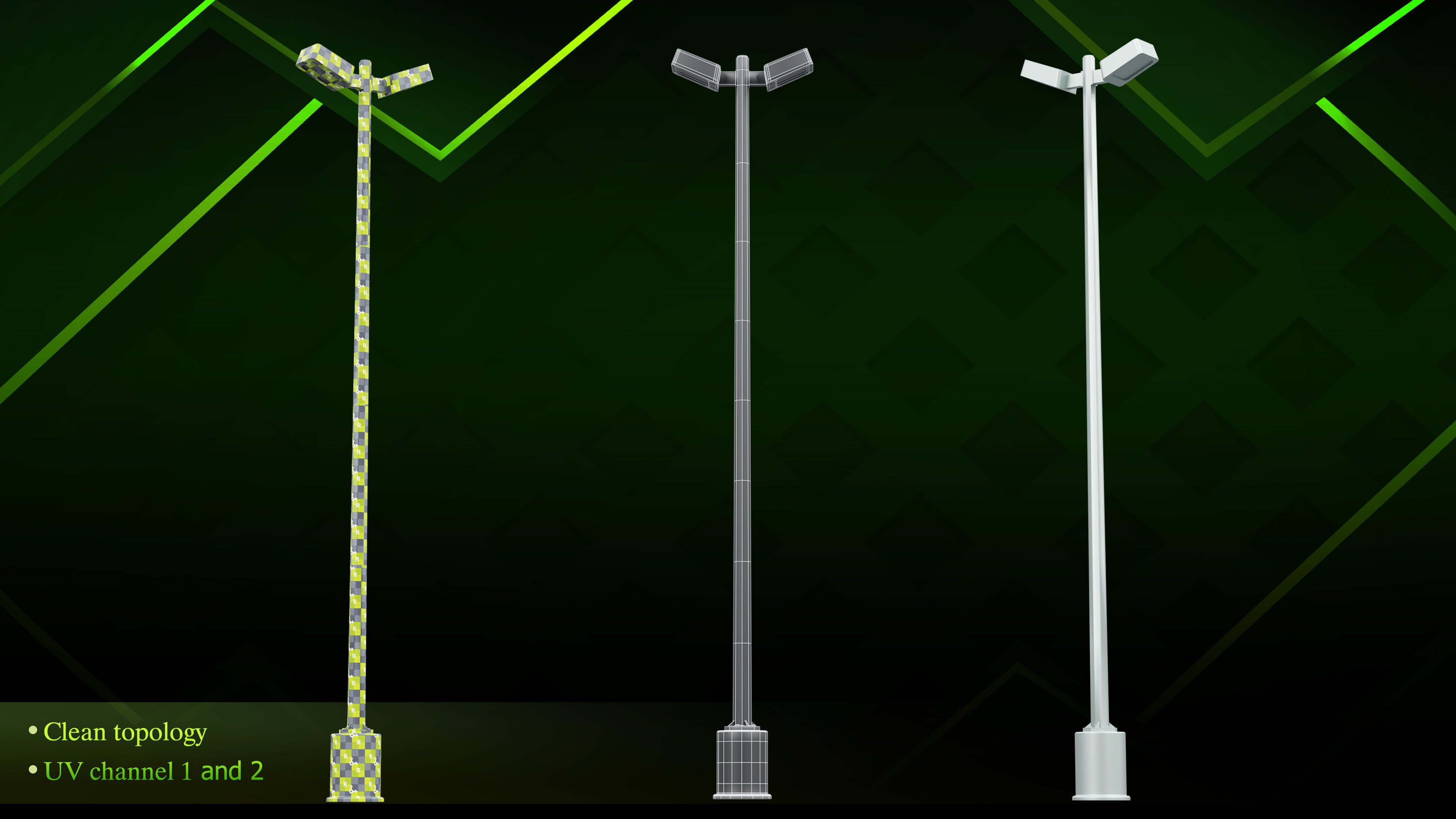 20 lamp post Low-poly 3D model_4