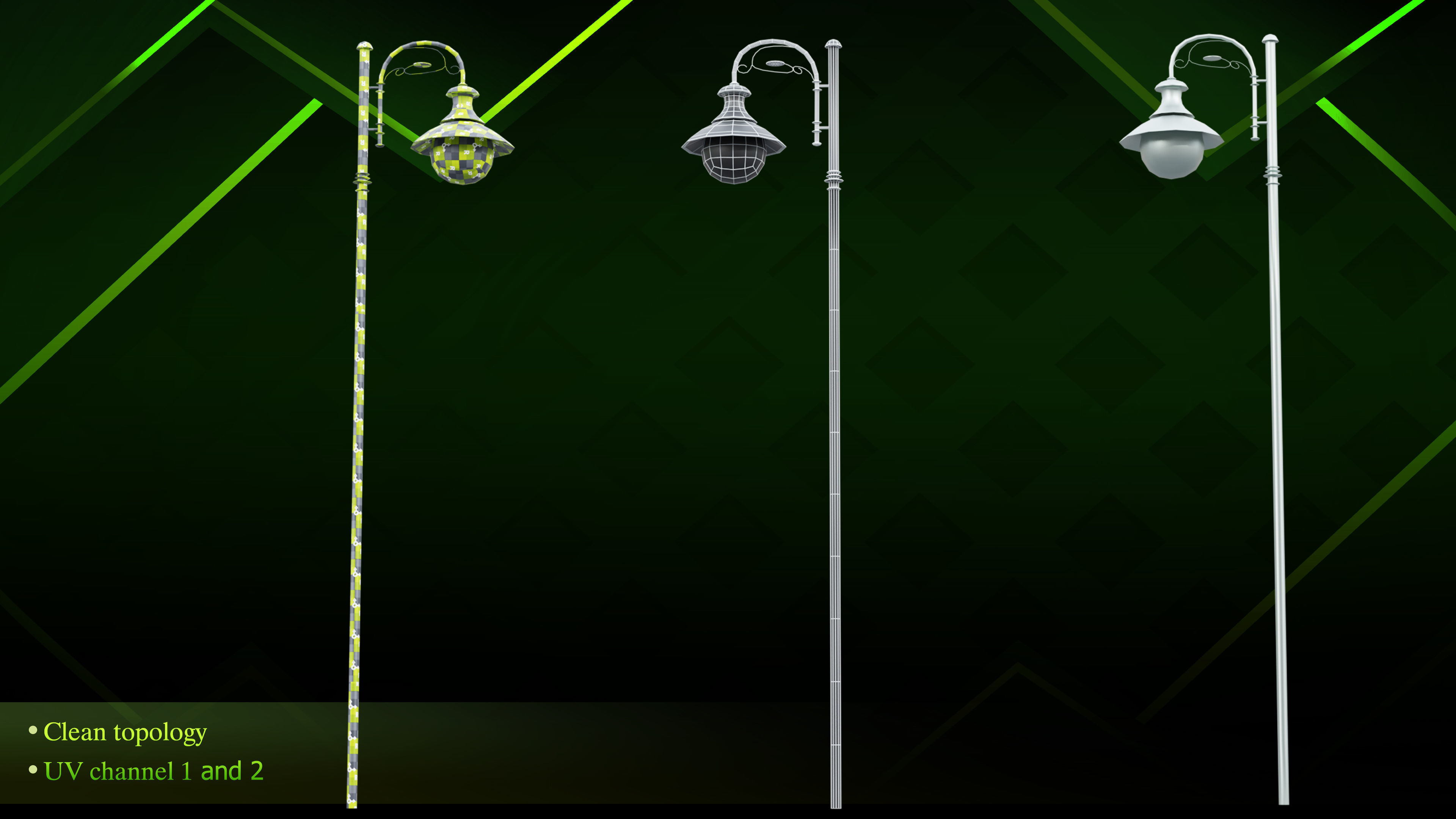 20 lamp post Low-poly 3D model_10