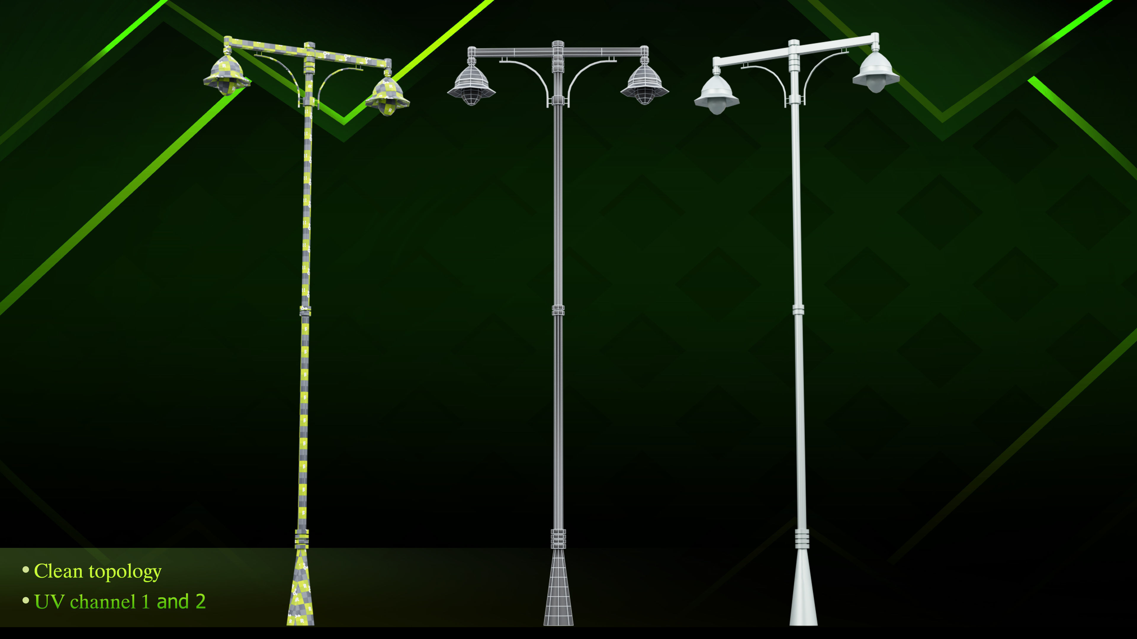 20 lamp post Low-poly 3D model_9