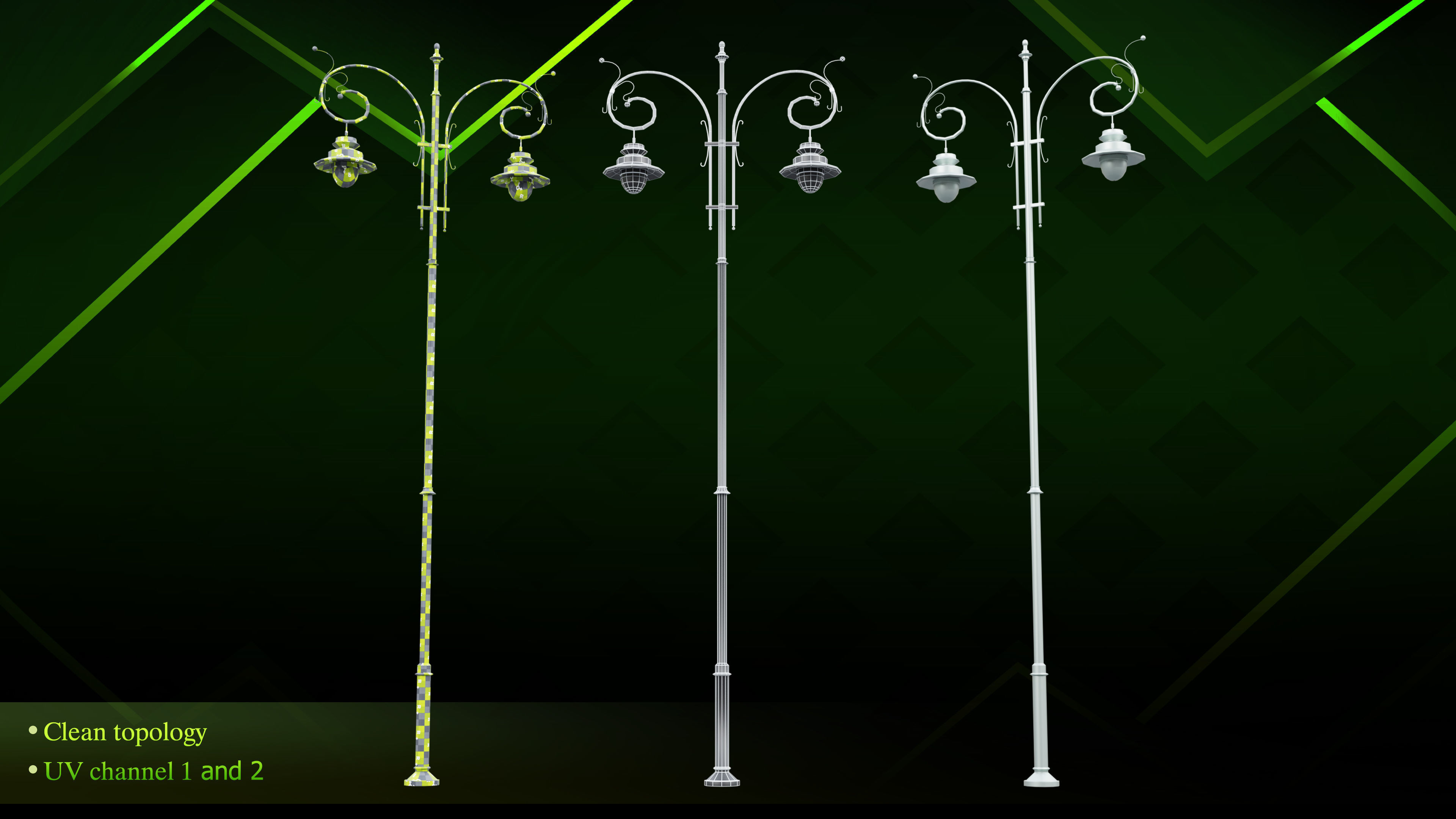 20 lamp post Low-poly 3D model_14