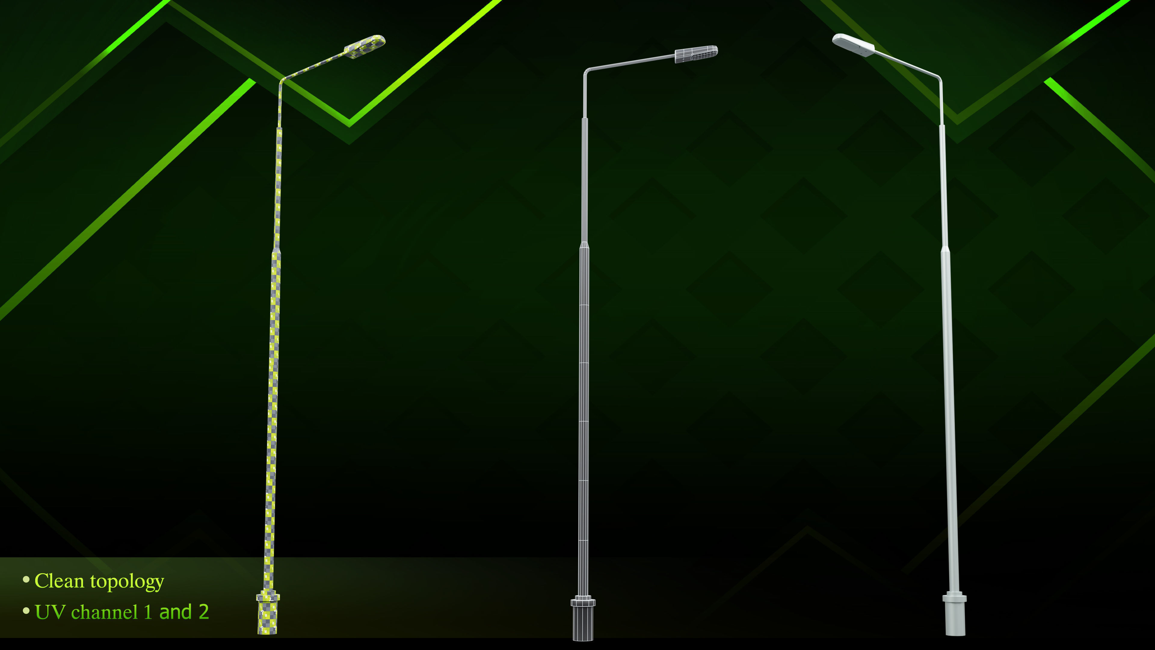 20 lamp post Low-poly 3D model_5