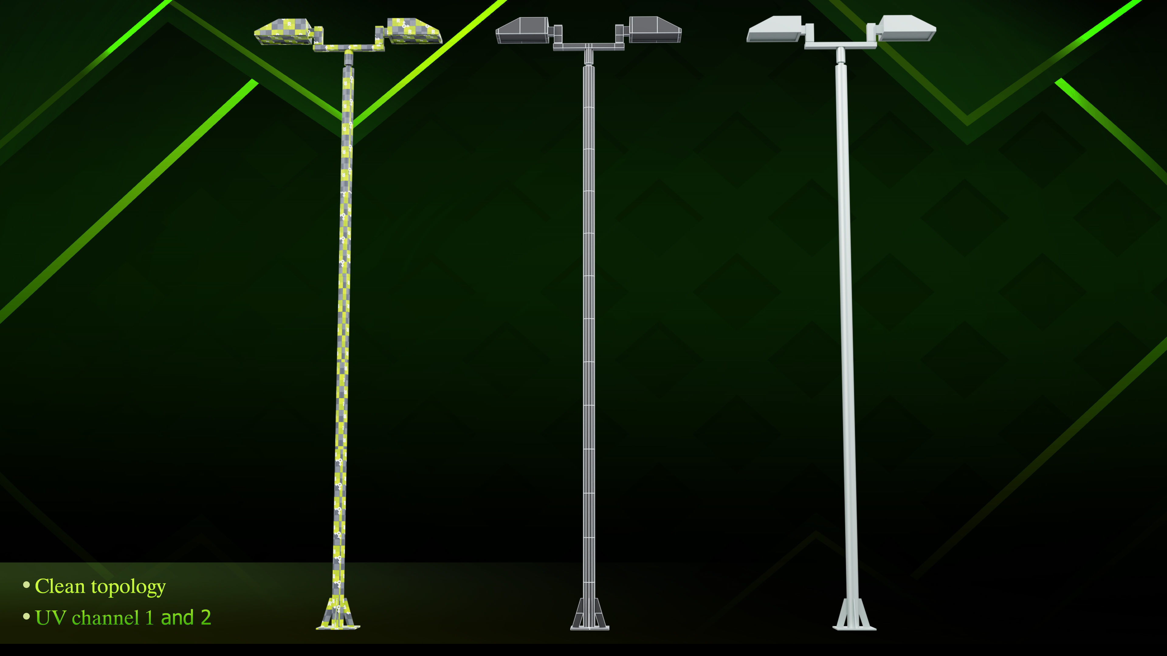 20 lamp post Low-poly 3D model_13