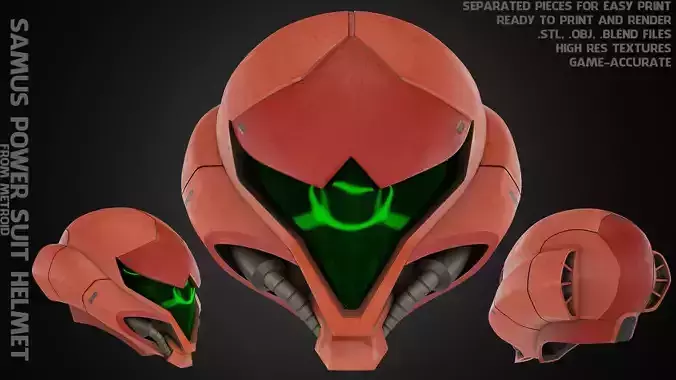 Metroid Samus Aran Power Suit Helmet for Cosplay 3D print model